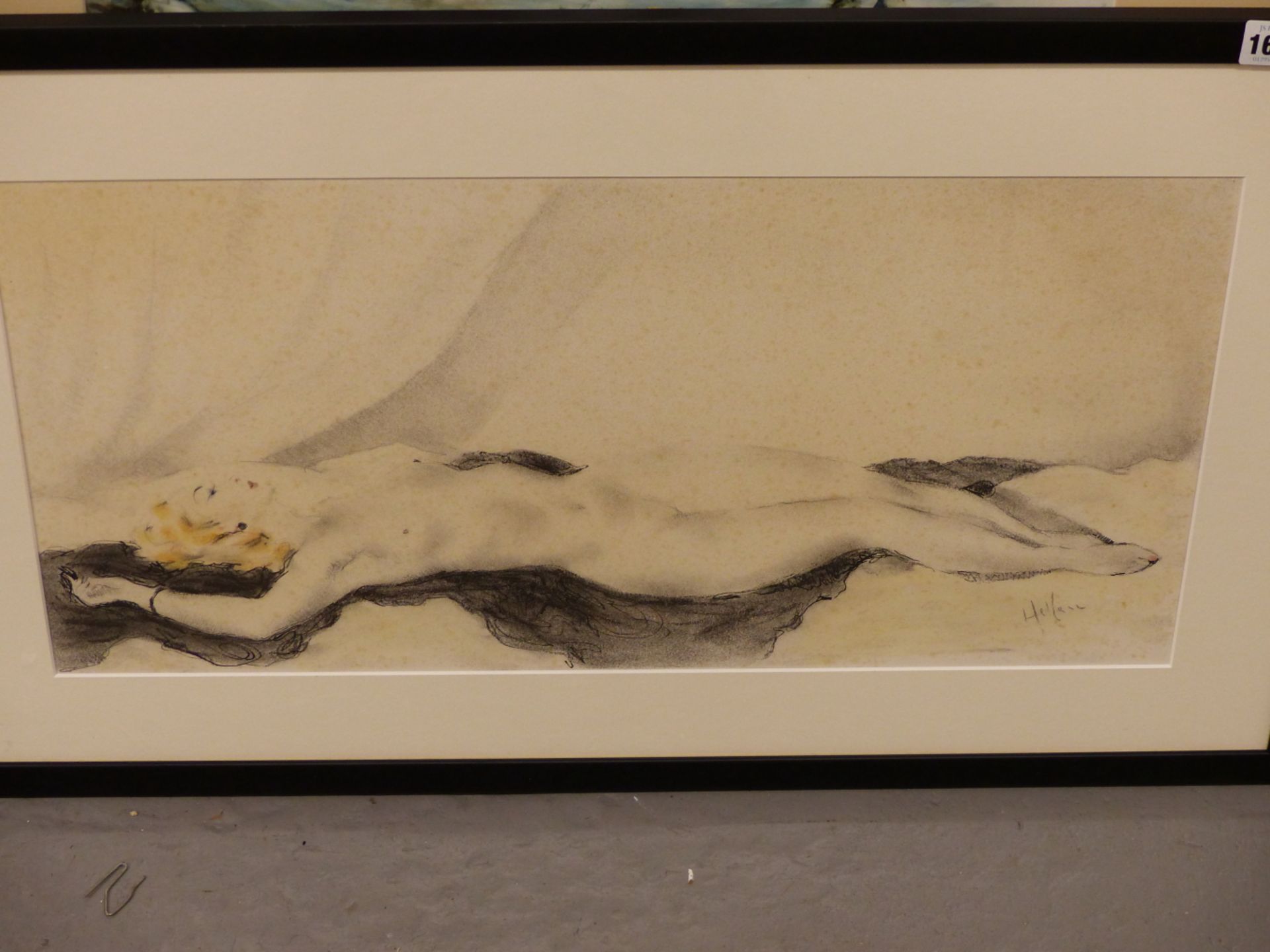 PAUL CESAR HELEU, FRENCH 1859-1927, RECLINING NUDE ON A BLACK THROW, MIXED APPLICATION OF GRAPHITE - Image 2 of 9
