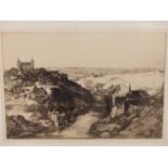 S. TUSHINGHAM (1884-1968) TOLEDO A PENCIL SIGNED DRY POINT ETCHING. 26 x 35cms