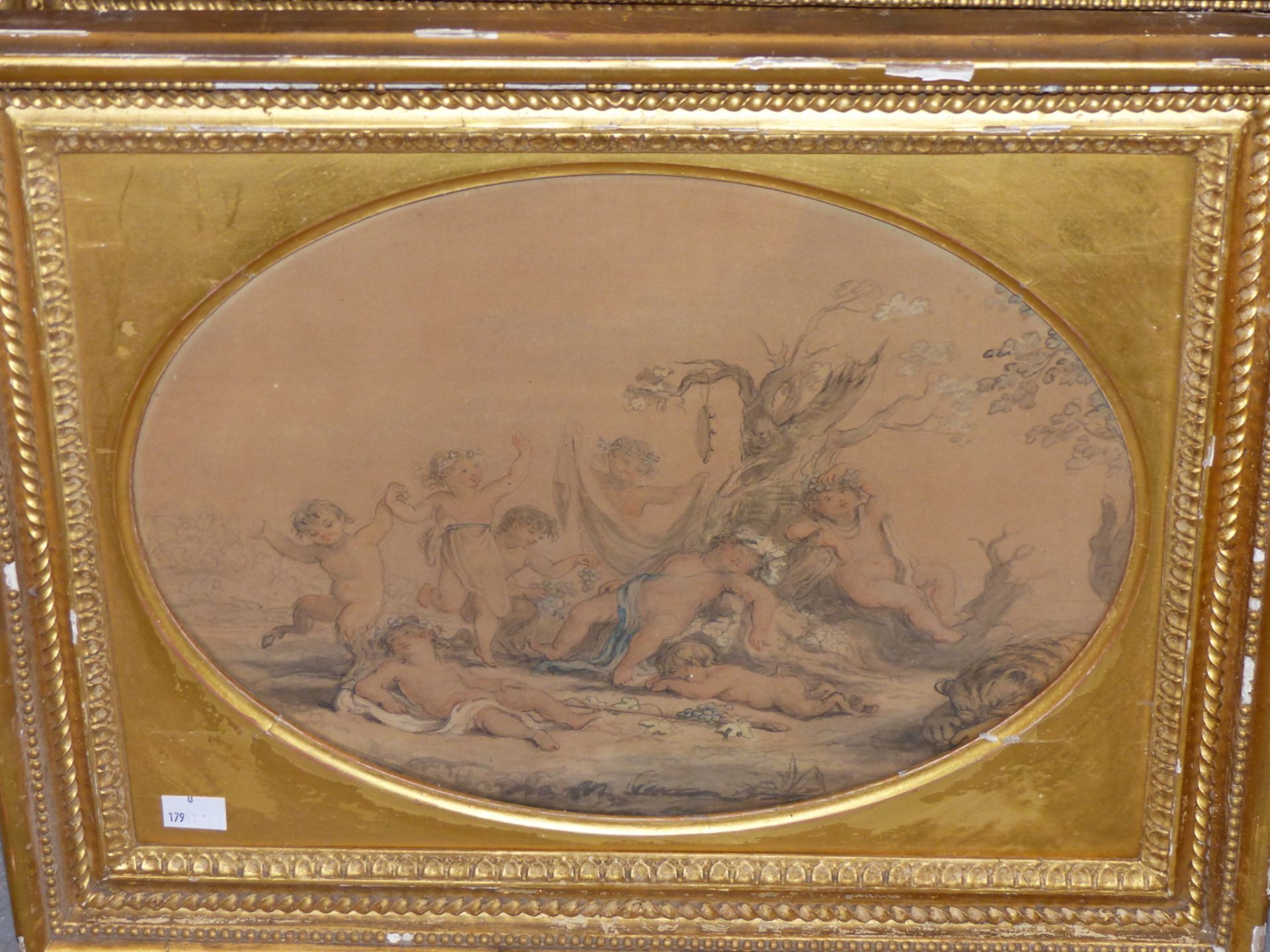 OLD MASTER SCHOOL.(18TH/19TH CENTURY) CHERUBS AND FAUN IN CELEBRATION RIDING A TIGER, TOGETHER - Image 4 of 7