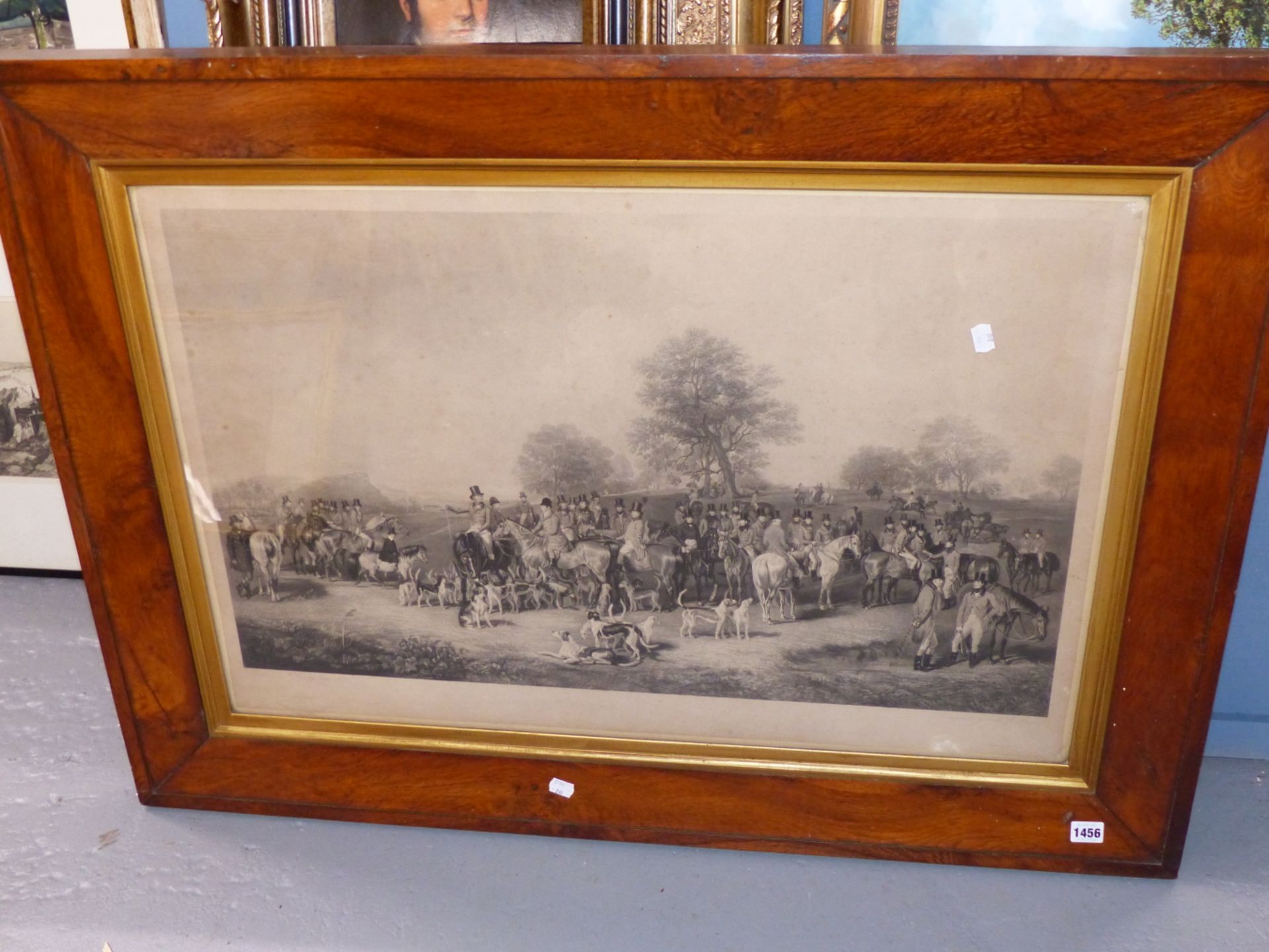 AFTER HENRY CALVERT AN ANTIQUE PRINT OF THE CHESHIRE HUNT IN A PERIOD OAK FRAME. OVERALL SIZE 80 x - Image 3 of 8