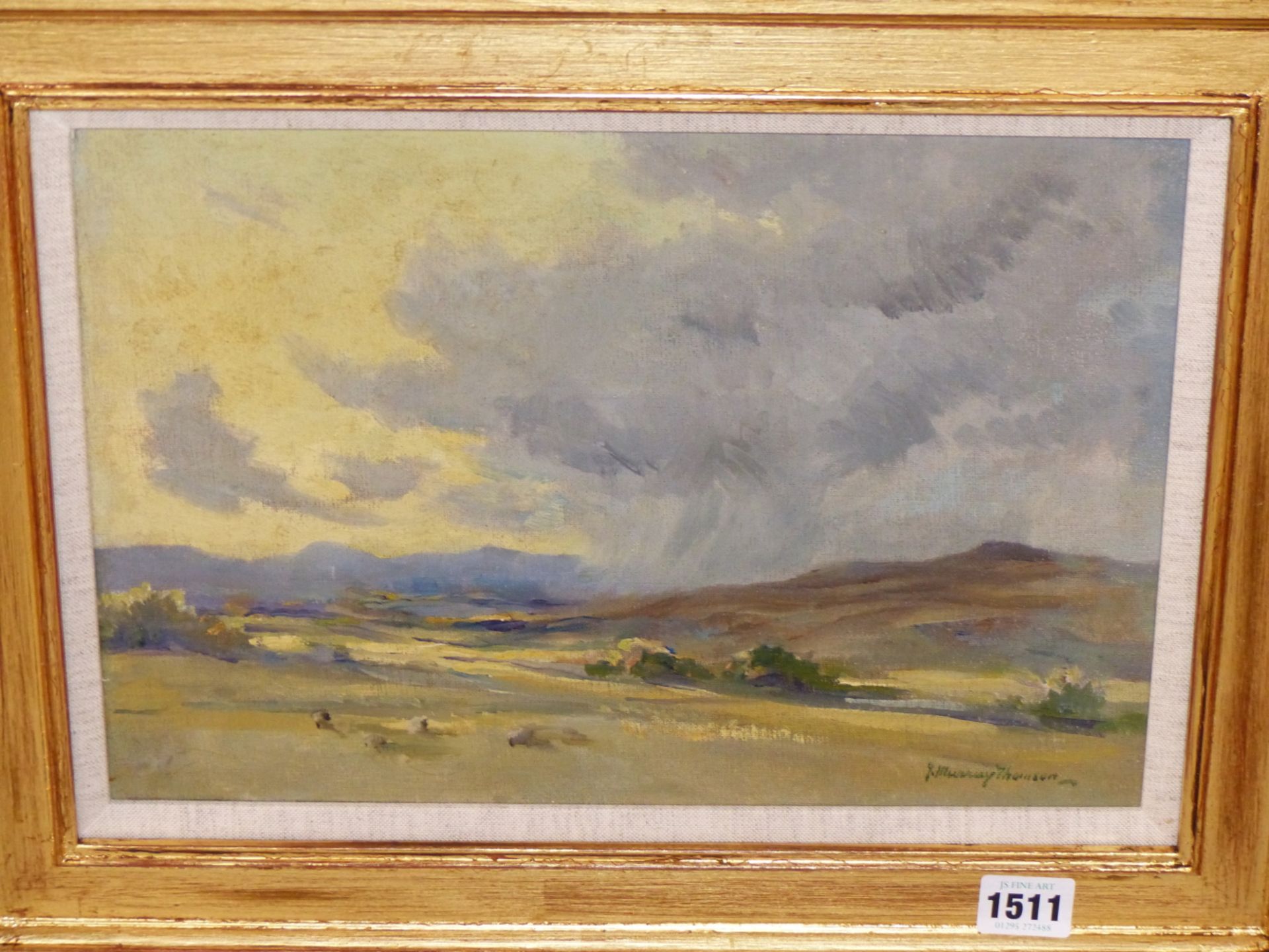 J. MURRAY THOMSON (1885-1974) ARR. A STORMY LANDSCAPE, SIGNED, OIL ON BOARD. 26 x 36cms - Image 2 of 5