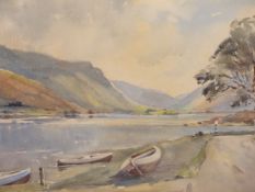 DOROTHY BRADSHAW.(B. 1897) ARR. A QUIET WATERWAY-WALES. WATERCOLOUR. SIGNED L/R. LABELLED AND TITLED