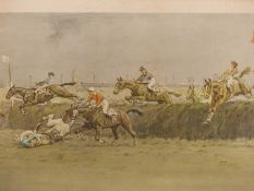 CHARLES JOHNSON PAYNE SNAFFLES. THE GRAND NATIONAL. PENCIL SIGNED PRINT WITH BLINDSTAMP. 69 X 43 cm.