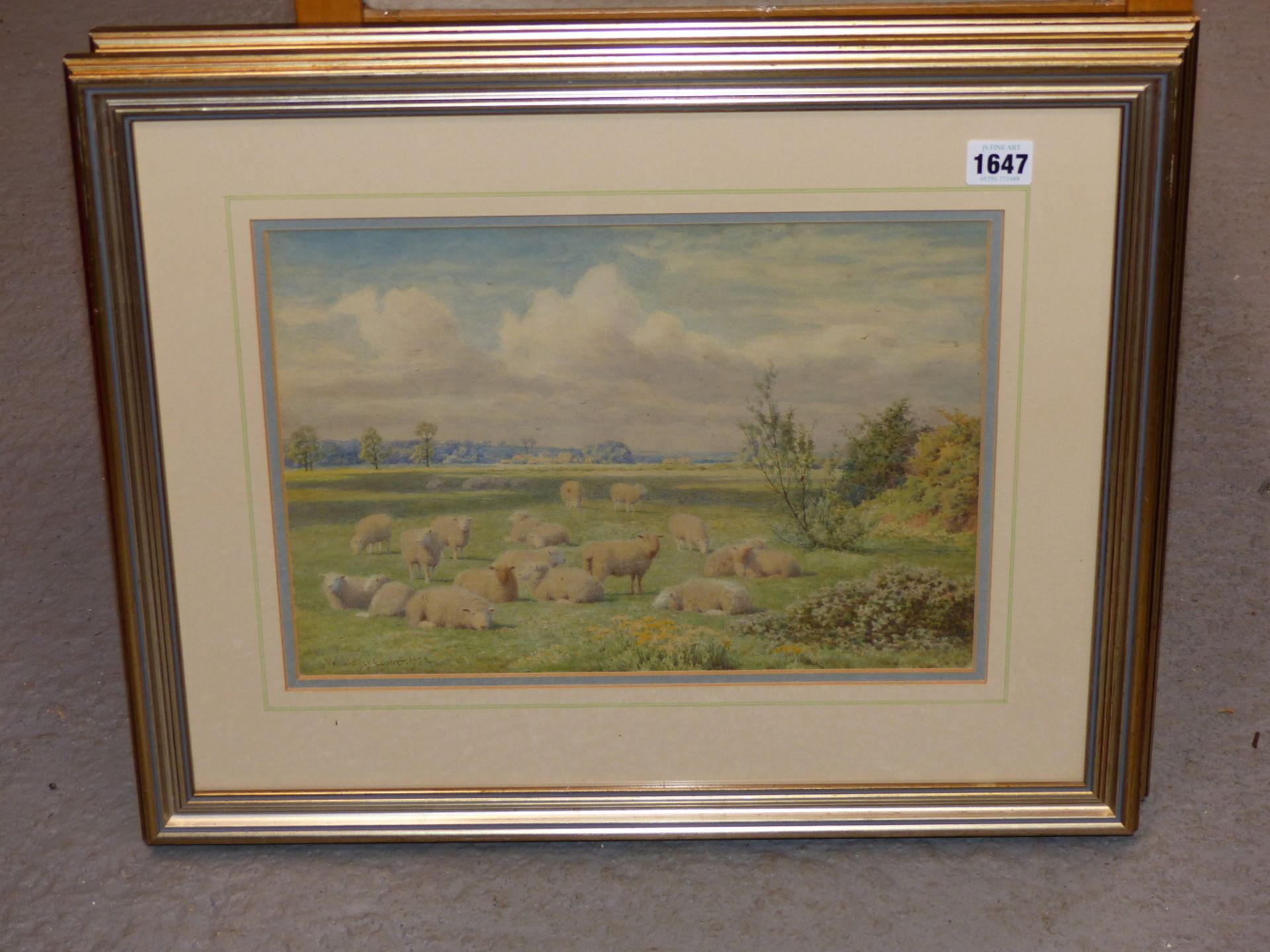 WILLIAM SIDNEY COOPER (1854-1927) SHEEP GRAZING. A PAIR OF WATERCOLOURS. EACH SIGNED DATED 1921 & - Image 3 of 8