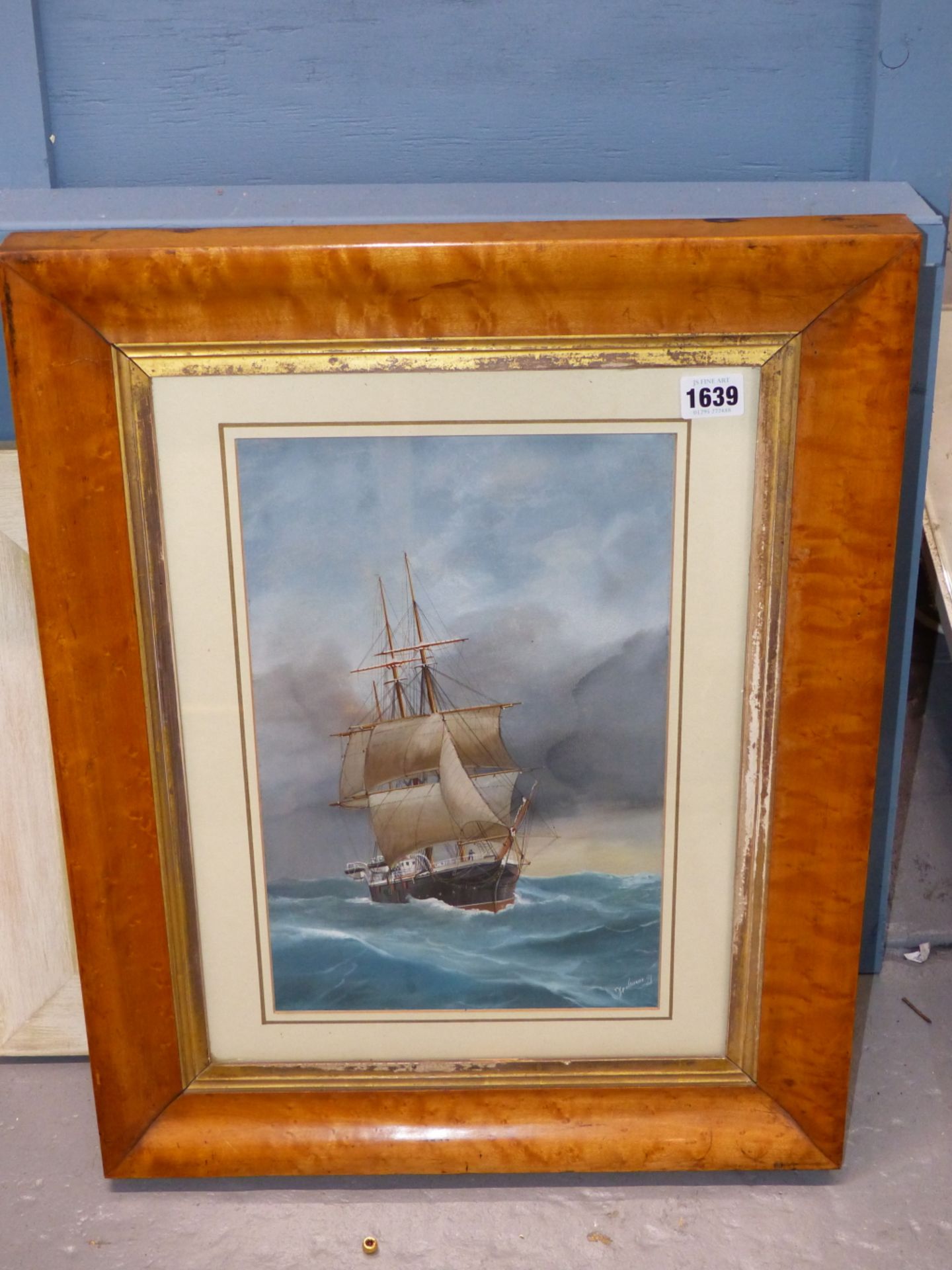 ANTONIO DE SIMONE, ITALIAN 1851-1907, NEAPOLITAN MARITIME SCENE DEPICTING UNKNOWN VESSEL IN CHOPPY - Image 3 of 5