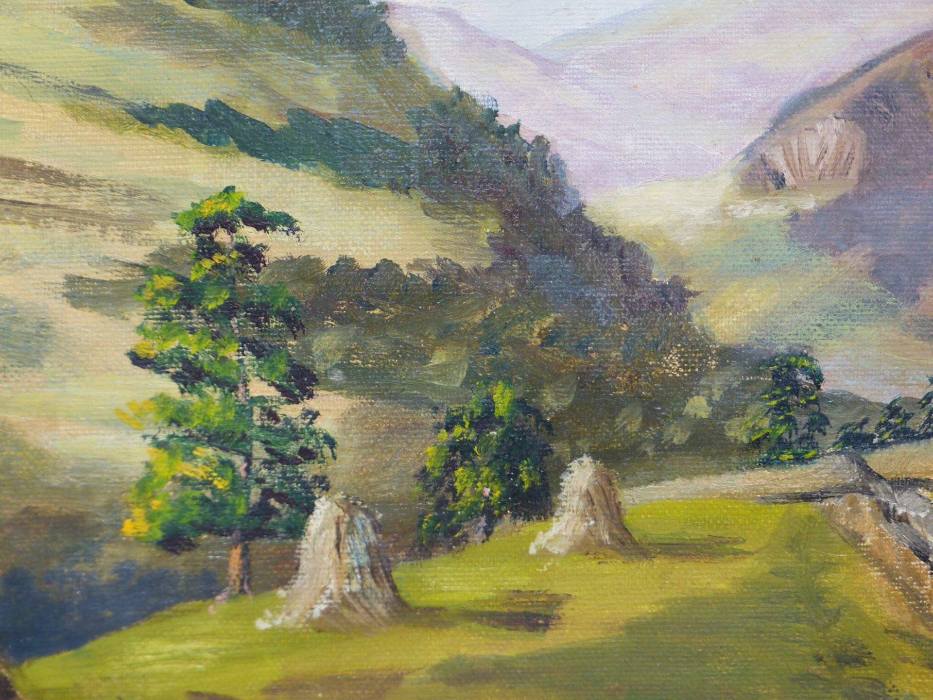 20th C. ENGLISH SCHOOL A HIGHLAND SCENE, OIL ON BOARD. 50 x 41cms - Image 4 of 8