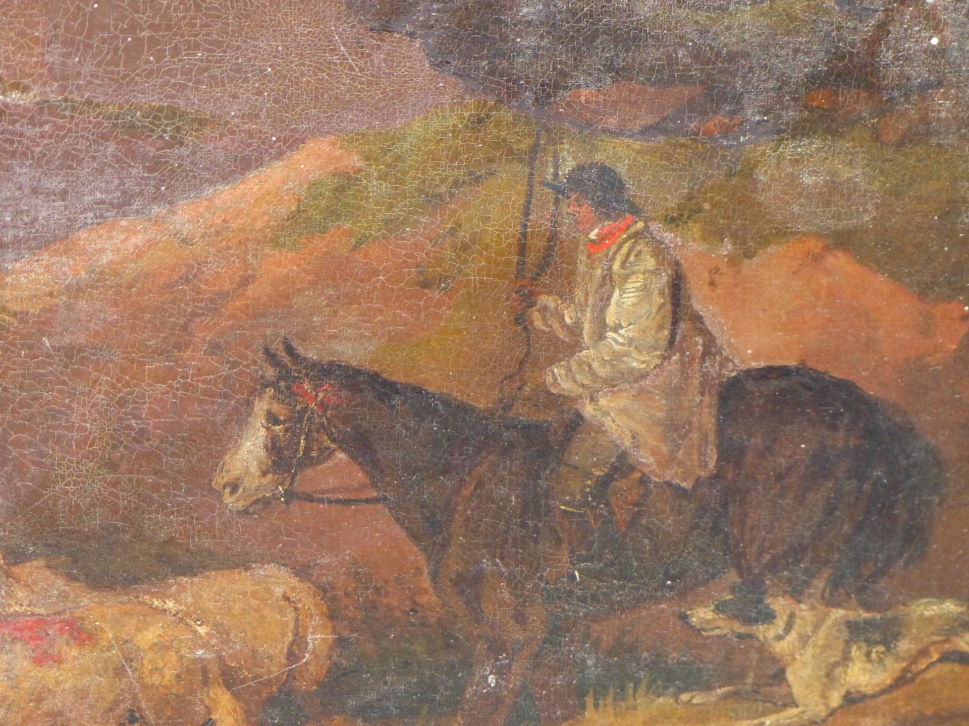 19th C. ENGLISH SCHOOL IN THE MANNER OF GEORGE MORLAND. HERDING THE CATTLE, OIL ON CANVAS. 41 x - Image 4 of 11