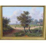 EDWIN BUTTERY (19th C. SCHOOL) A RURAL LANDSCAPE, SIGNED, OIL ON CANVAS. 17 x 22cms