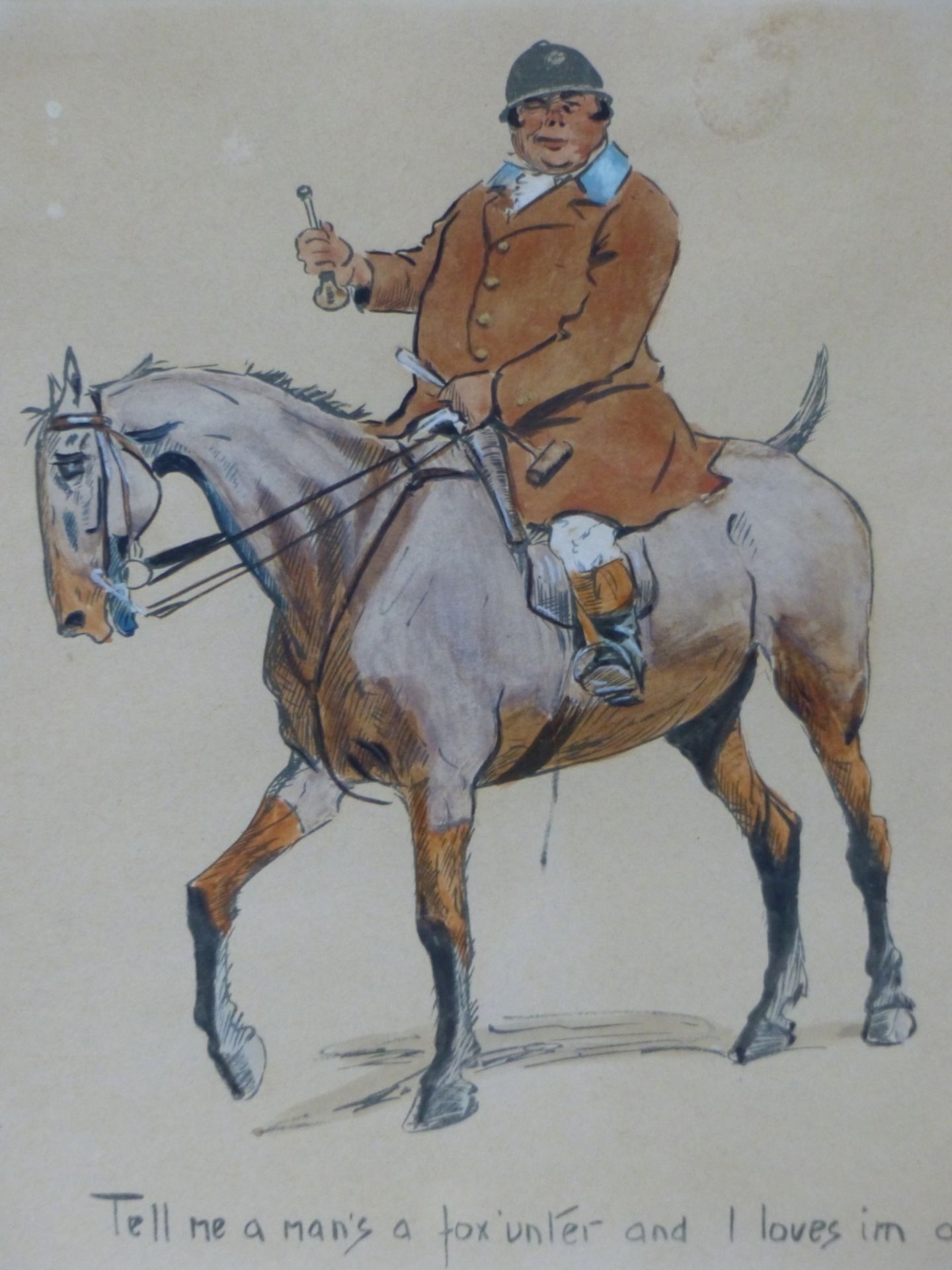 SNAFFLES (CHARLES JOHNSON PAYNE) A COMIC PORTRAIT OF A HUNTSMAN, INSCRIBED TELL ME A MAN'S A FOX' ' - Image 2 of 7