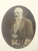 TWO PHOTOGRAPHIC PORTRAITS OF MASONIC MASTERS W. BRO. H. HARTLEY AND W. BRO. W. N. ROWELL IN VINTAGE