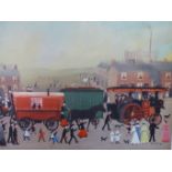 HELEN BRADBURY, ENGLISH 1900-1979, BIG BERTHA COMES TO LEES. SIGNED LTD PRINT WITH ARTISTS GUILD