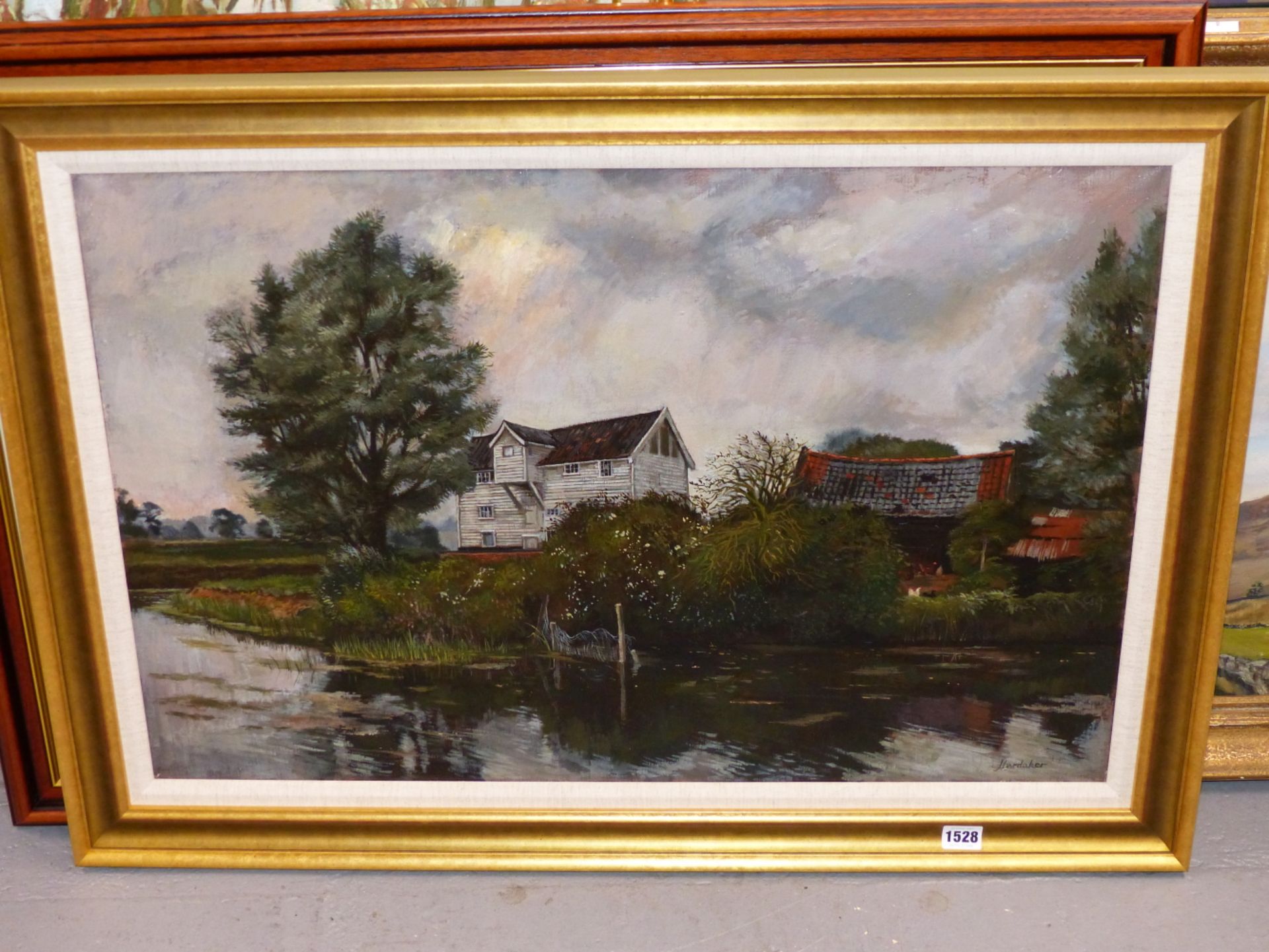 HARDAKER (CONTEMPORARY SCHOOL) ARR. BY THE MILL POND, SIGNED, OIL ON CANVAS. 51 x 75cms - Image 7 of 9