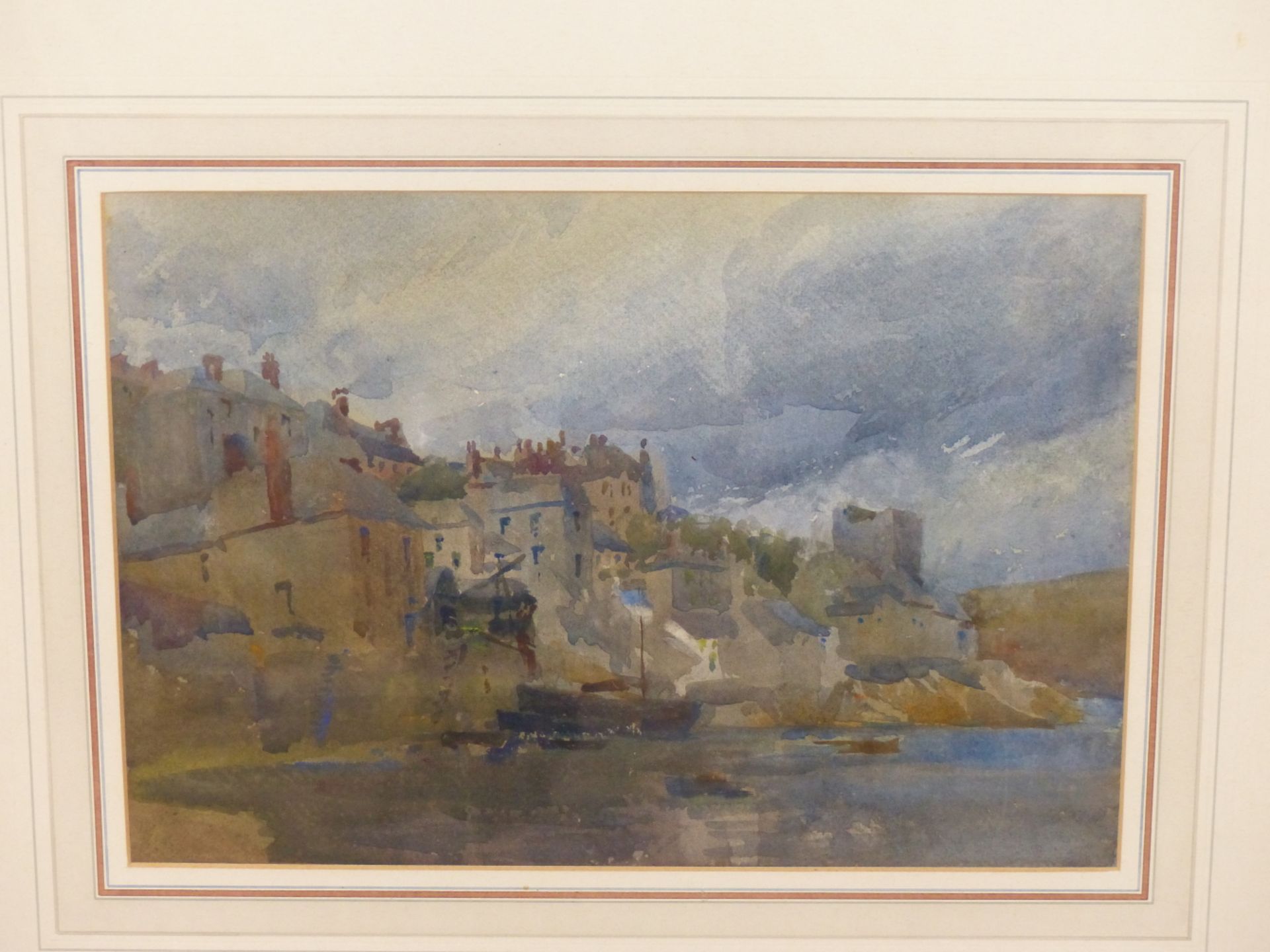 ALFRED J. COLLISTER (1869-1964) A COASTAL VILLAGE, WATERCOLOUR. 24.5 x 35cms - Image 2 of 5