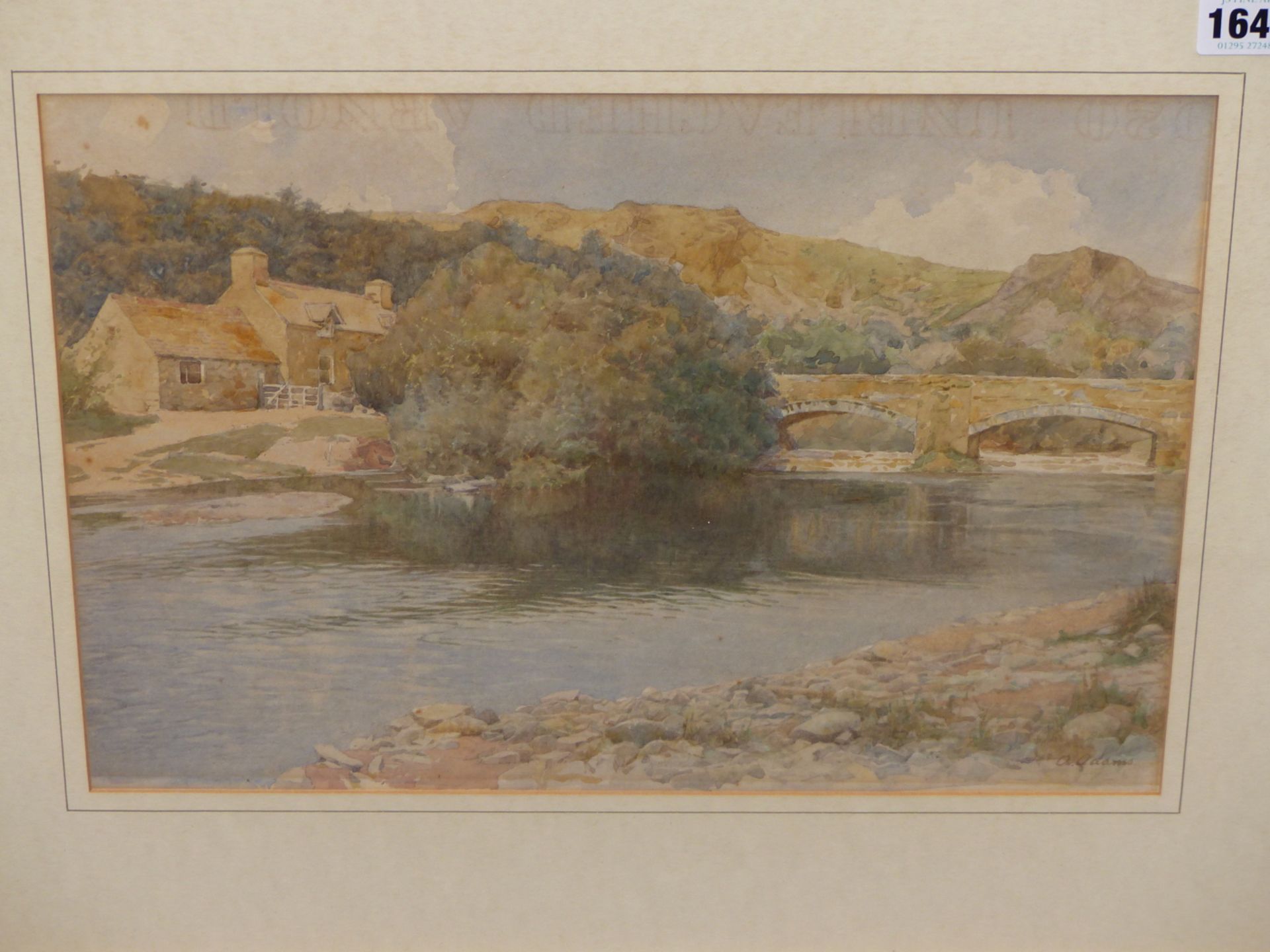 A. ADAMS (EARLY 20TH CENTURY) ROCKY MOUNTAINOUS LANDSCAPE WATERCOLOUR SIGNED L/L. TOGETHER WITH A - Image 2 of 10