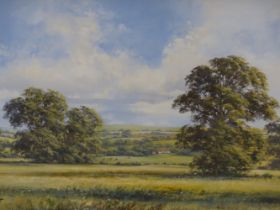 ALLAN MORGAN (CONTEMPORARY SCHOOL) ARR. AN ENGLISH LANDSCAPE, SIGNED, OIL ON CANVAS. 57 x 72cms