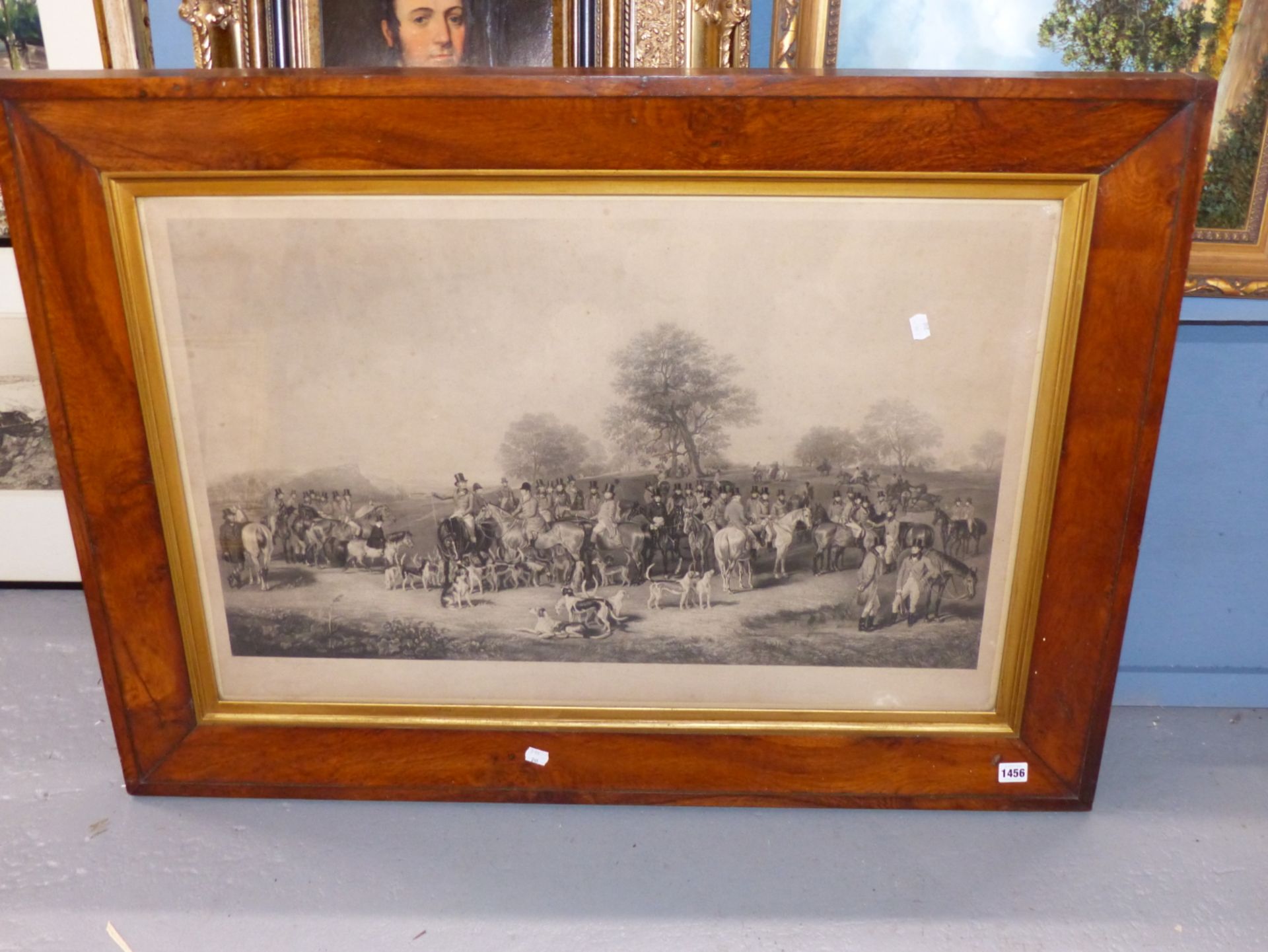 AFTER HENRY CALVERT AN ANTIQUE PRINT OF THE CHESHIRE HUNT IN A PERIOD OAK FRAME. OVERALL SIZE 80 x - Image 8 of 8