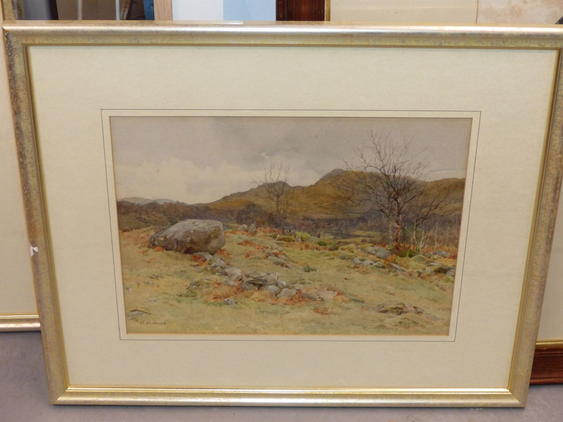 A. ADAMS (EARLY 20TH CENTURY) ROCKY MOUNTAINOUS LANDSCAPE WATERCOLOUR SIGNED L/L. TOGETHER WITH A - Image 9 of 10