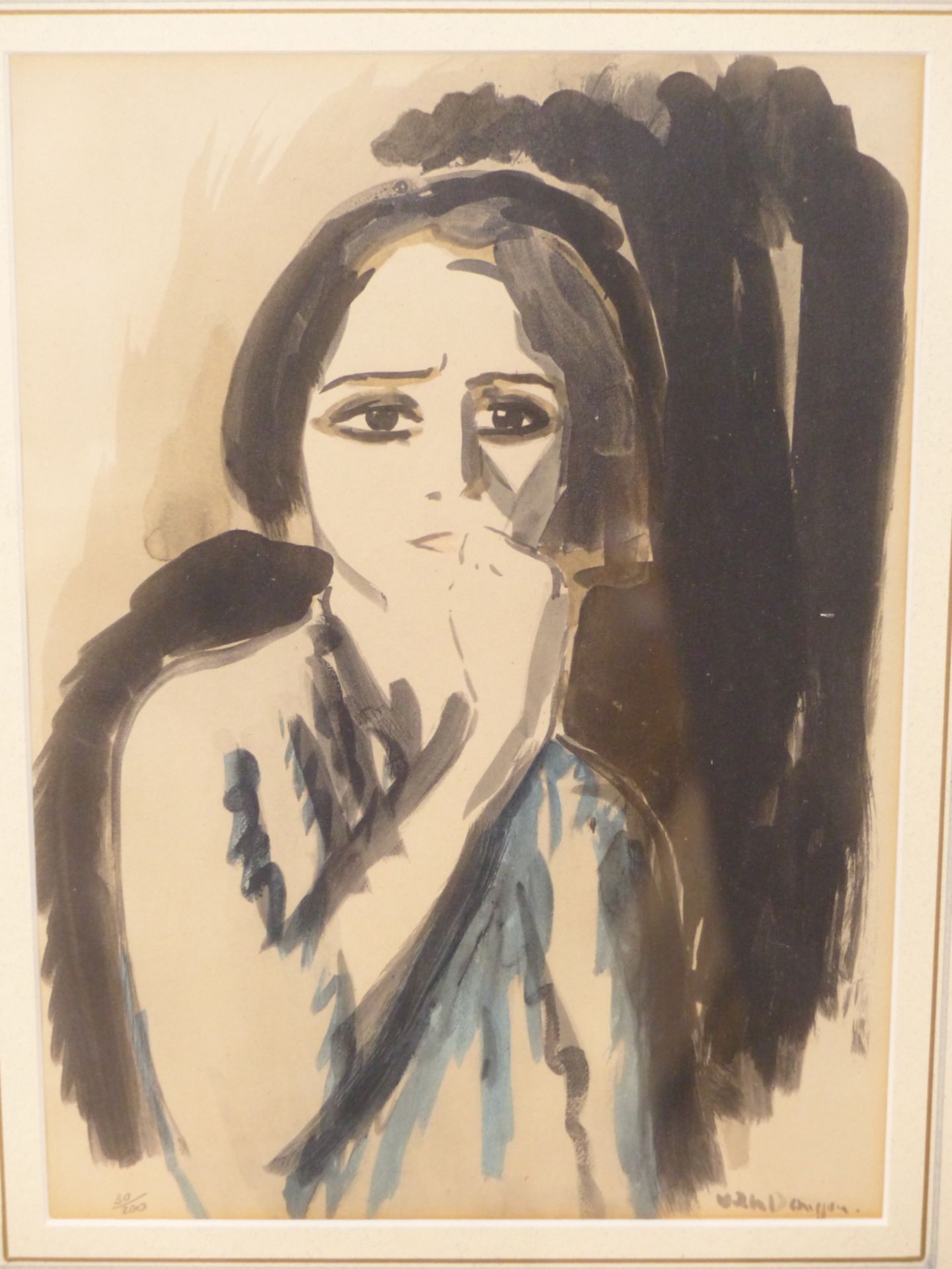 AFTER KEES VAN DONGEN (20th C.) A LIMITED EDITION COLOUR PORTRAIT PRINT. 26 x 18cms