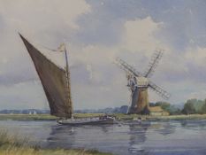 GRAHAM HOWLETT. (D.2021) ARR. THE ALBION ON THE RIVER BURE. & EVENING LIGHT PIN MILL, WATERCOLOURS A