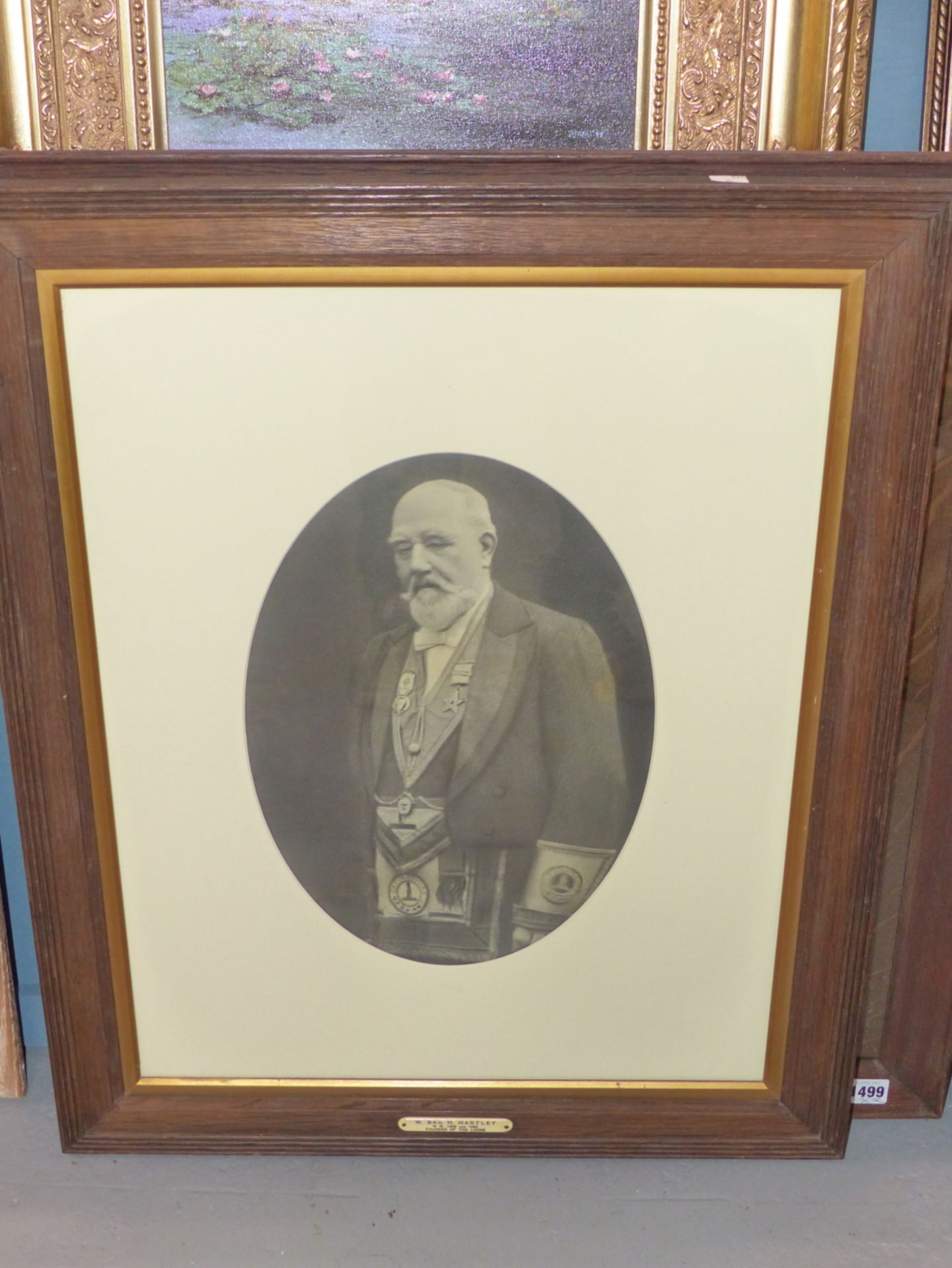 TWO PHOTOGRAPHIC PORTRAITS OF MASONIC MASTERS W. BRO. H. HARTLEY AND W. BRO. W. N. ROWELL IN VINTAGE - Image 2 of 4