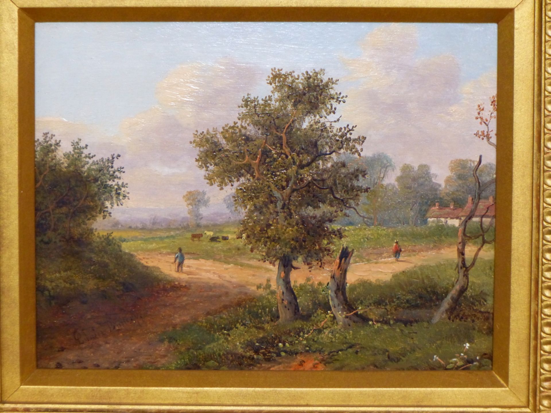 EDWIN BUTTERY (19th C. SCHOOL) A RURAL LANDSCAPE, SIGNED, OIL ON CANVAS. 17 x 22cms - Image 3 of 5