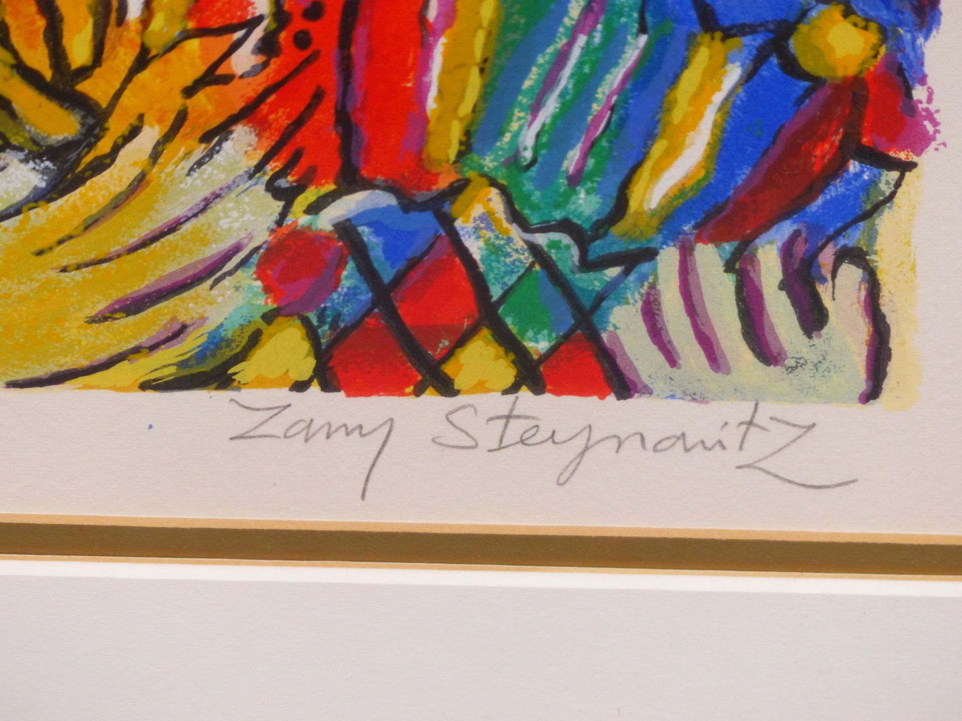 ZANY STEYMAINTZ (CONTEMPORARY SCHOOL) PENCIL SIGNED LIMITED EDITION COLOURED PRINT OF FIGURES. 37 - Image 4 of 5