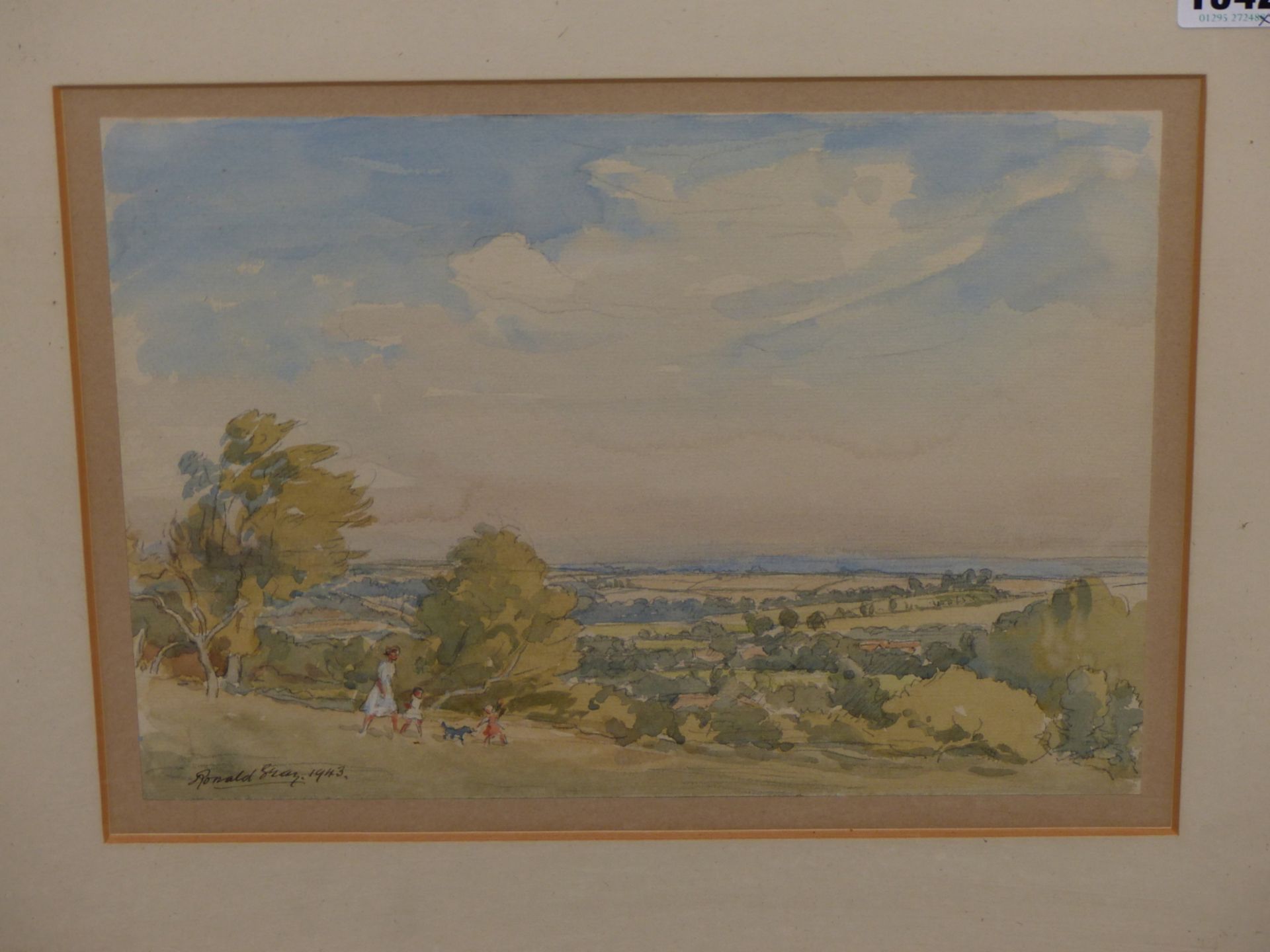 RONALD GRAY (1868-1951) AN AFTERNOON WALK, WATERCOLOUR. SIGNED L/L AND DATED 1943. 30 X 22 cm. - Image 5 of 7