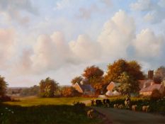 J. VAN DER. PUTTEN (CONTEMPORARY SCHOOL) ARR. END OF AN AUTUMN DAY AT GAYTON, SIGNED, OIL ON