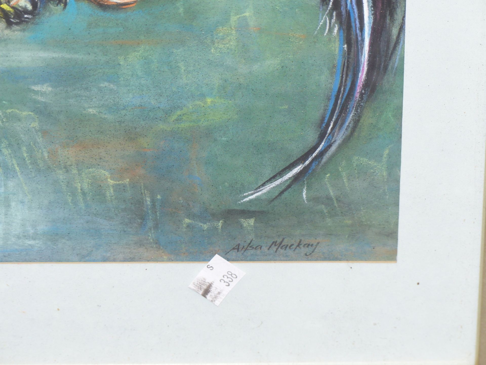 AILSA MACKAY (20TH / 21ST CENTURY) ARR. EAGLE IN FLIGHT WITH SNAKE. PASTEL. SIGNED L/R. 41 X 50 cm. - Image 3 of 6