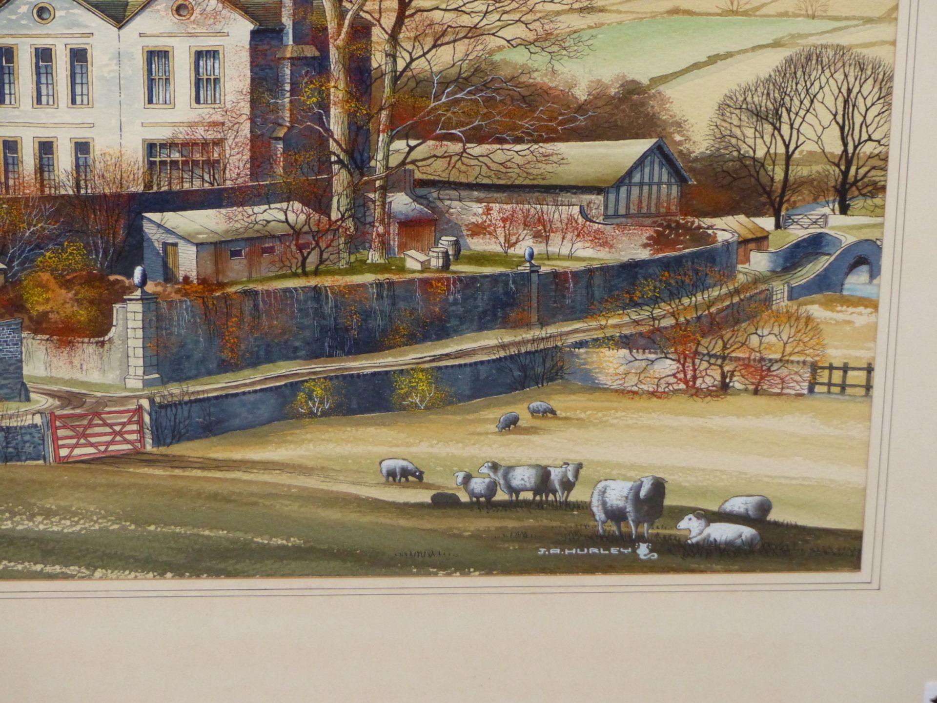 J. A. HURLEY (CONTEMPORARY SCHOOL) ARR. A RURAL MANOR HOUSE AND FARMYARD, SIGNED, WATERCOLOUR. 40 - Image 5 of 7