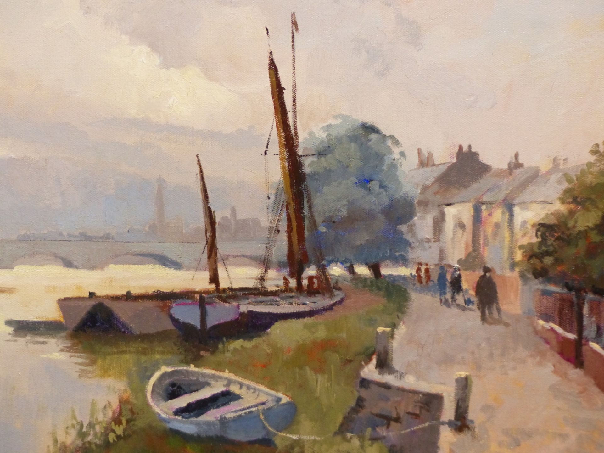 CHARLES SMITH. FRSA. ( 1913-2003) ARR. STRAND ON THE GREEN. BOATS AT RIVERSIDE DOCK. SIGNED L/L - Image 7 of 7