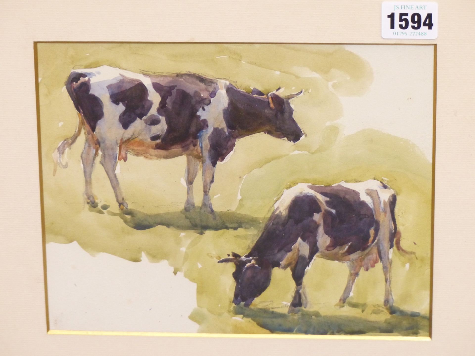 ARTHUR GERALD ACKERMANN RI. (1876-1960) STUDY OF COWS. WATERCOLOUR AND PENCIL. ( GALLERY LABEL - Image 2 of 4