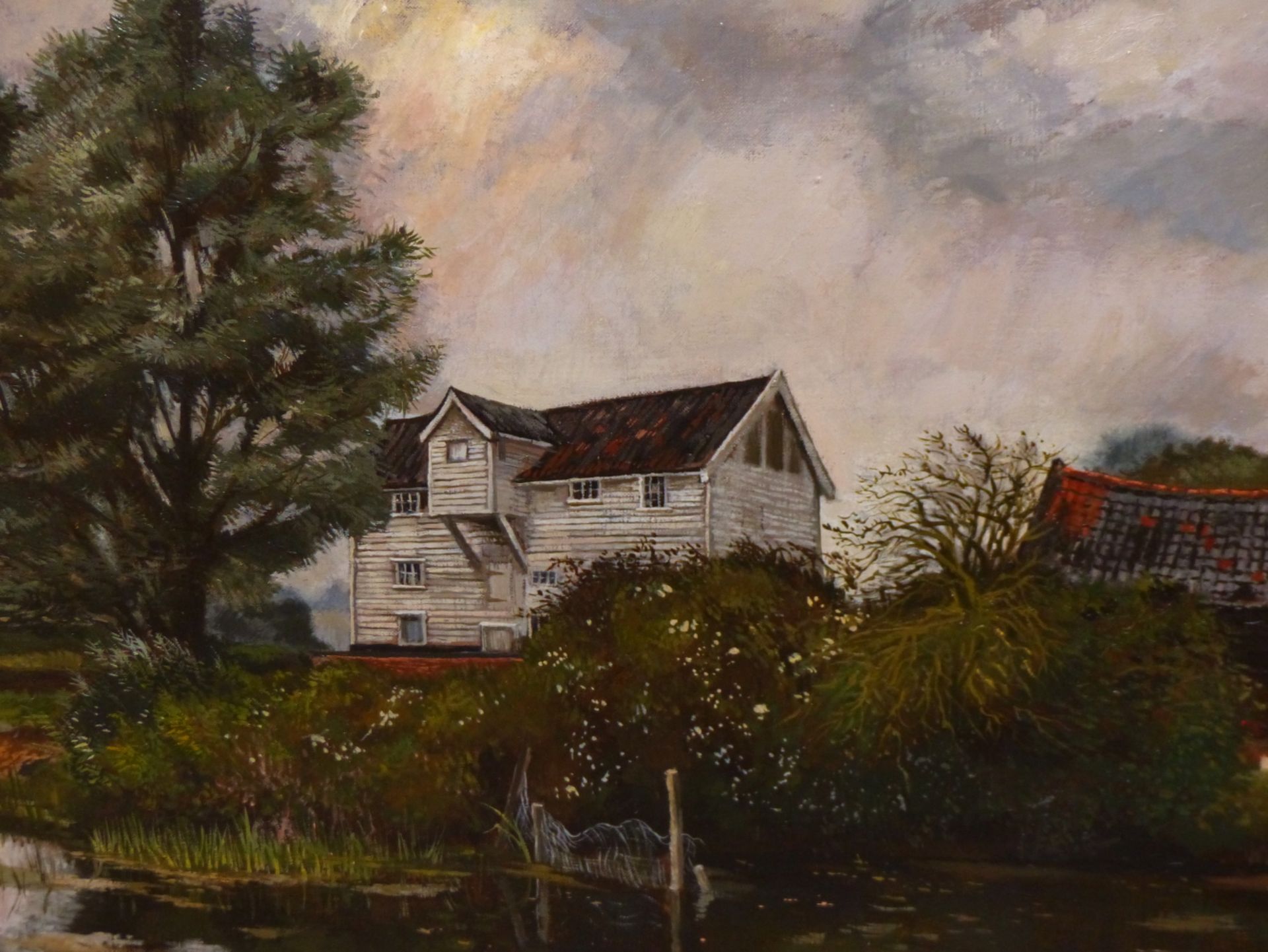 HARDAKER (CONTEMPORARY SCHOOL) ARR. BY THE MILL POND, SIGNED, OIL ON CANVAS. 51 x 75cms