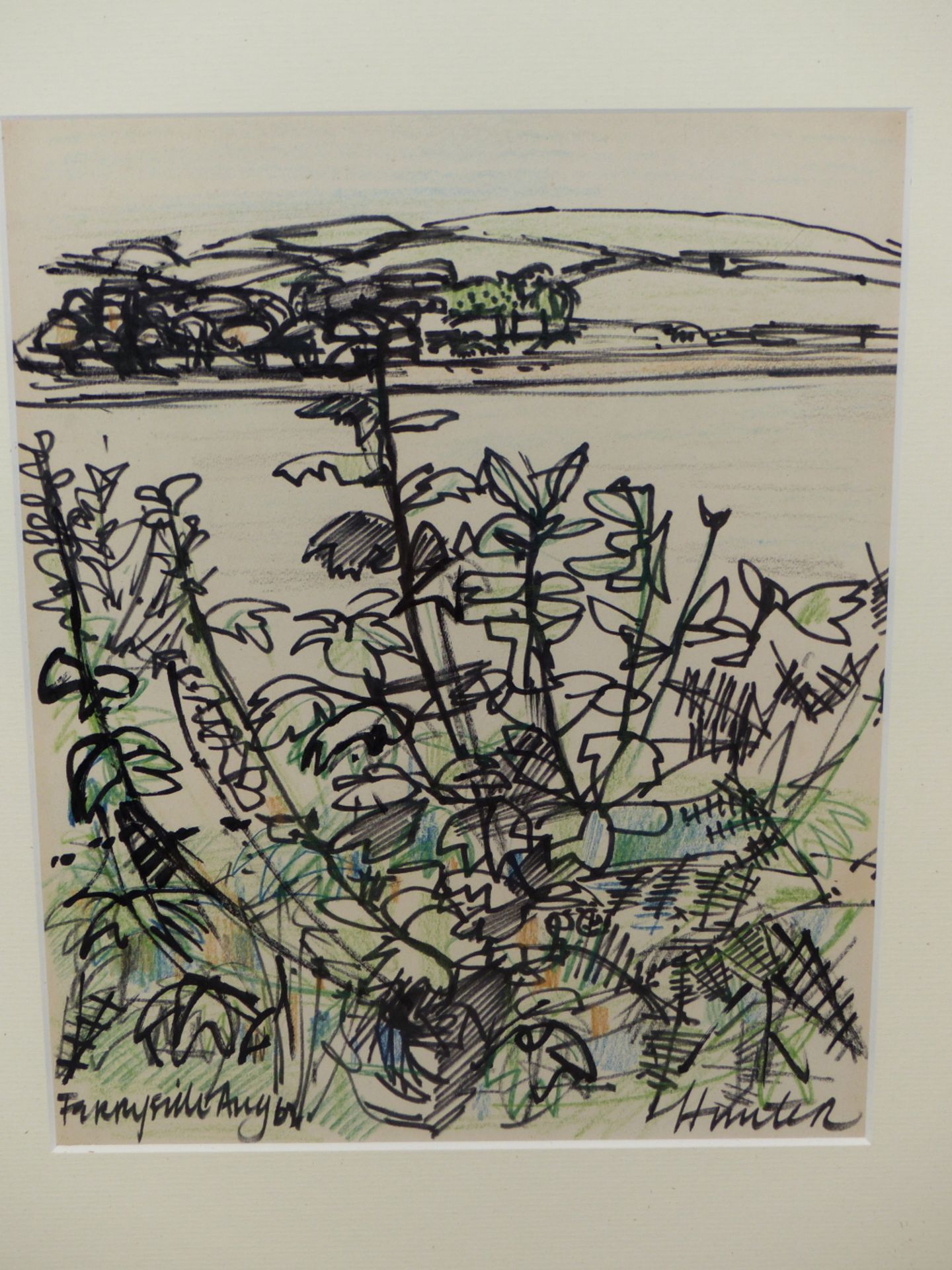 ROBERT HUNTER, WELSH 1920-1996, "FERRYSIDE" ABSTRACT RIVER SCENE LOOKING ACROSS THE ESTUARY - Image 2 of 5