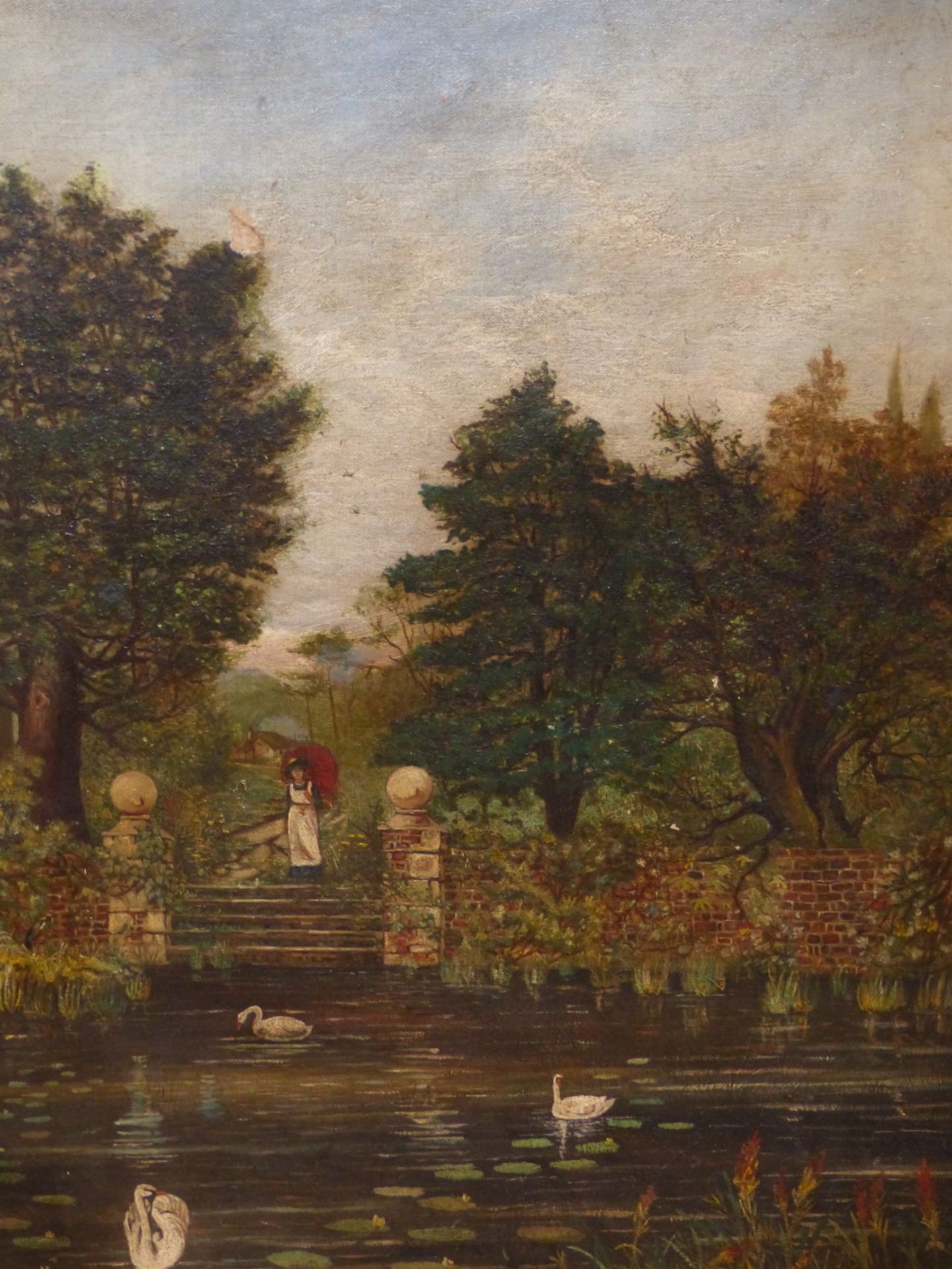 LATE 19th C. ENGLISH SCHOOL BY THE RIVER, OIL ON CANVAS. 69 x 51cms - Image 2 of 4