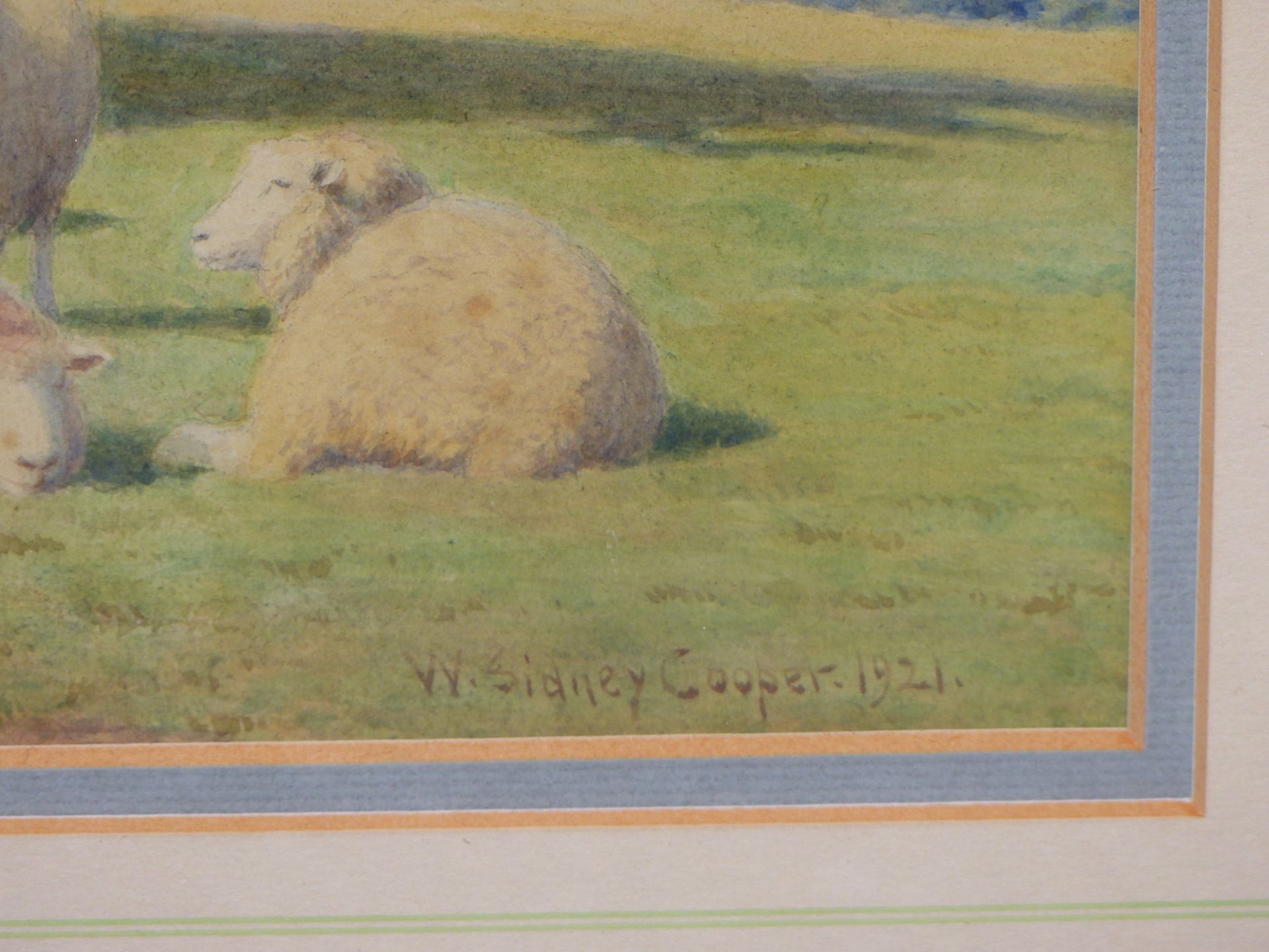 WILLIAM SIDNEY COOPER (1854-1927) SHEEP GRAZING. A PAIR OF WATERCOLOURS. EACH SIGNED DATED 1921 & - Image 5 of 8