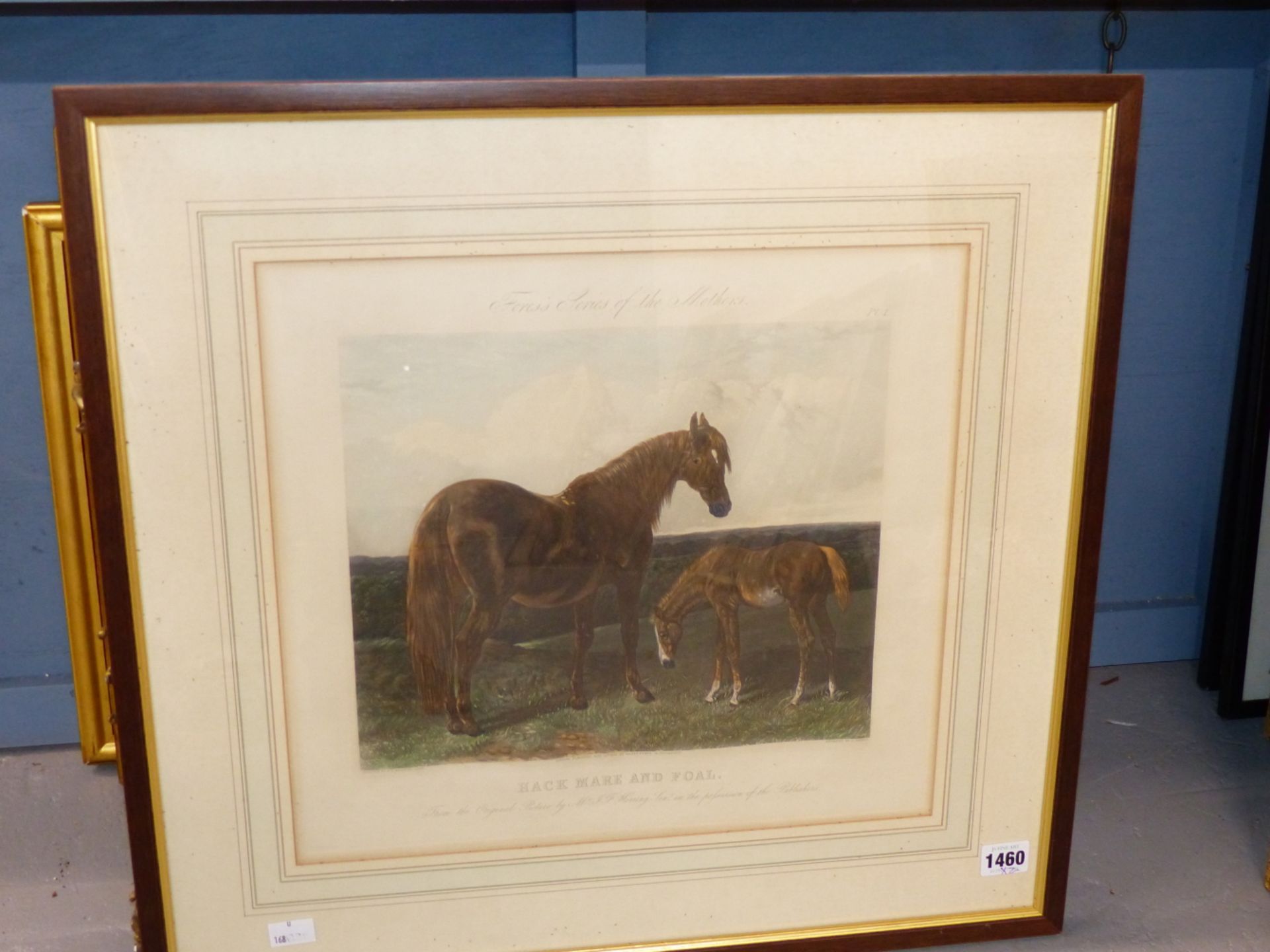 AFTER J. F. HERRING AN ANTIQUE HAND COLOURED PRINT HACK MARE AND FOAL. 35 x 38cms TOGETHER WITH A - Image 5 of 8