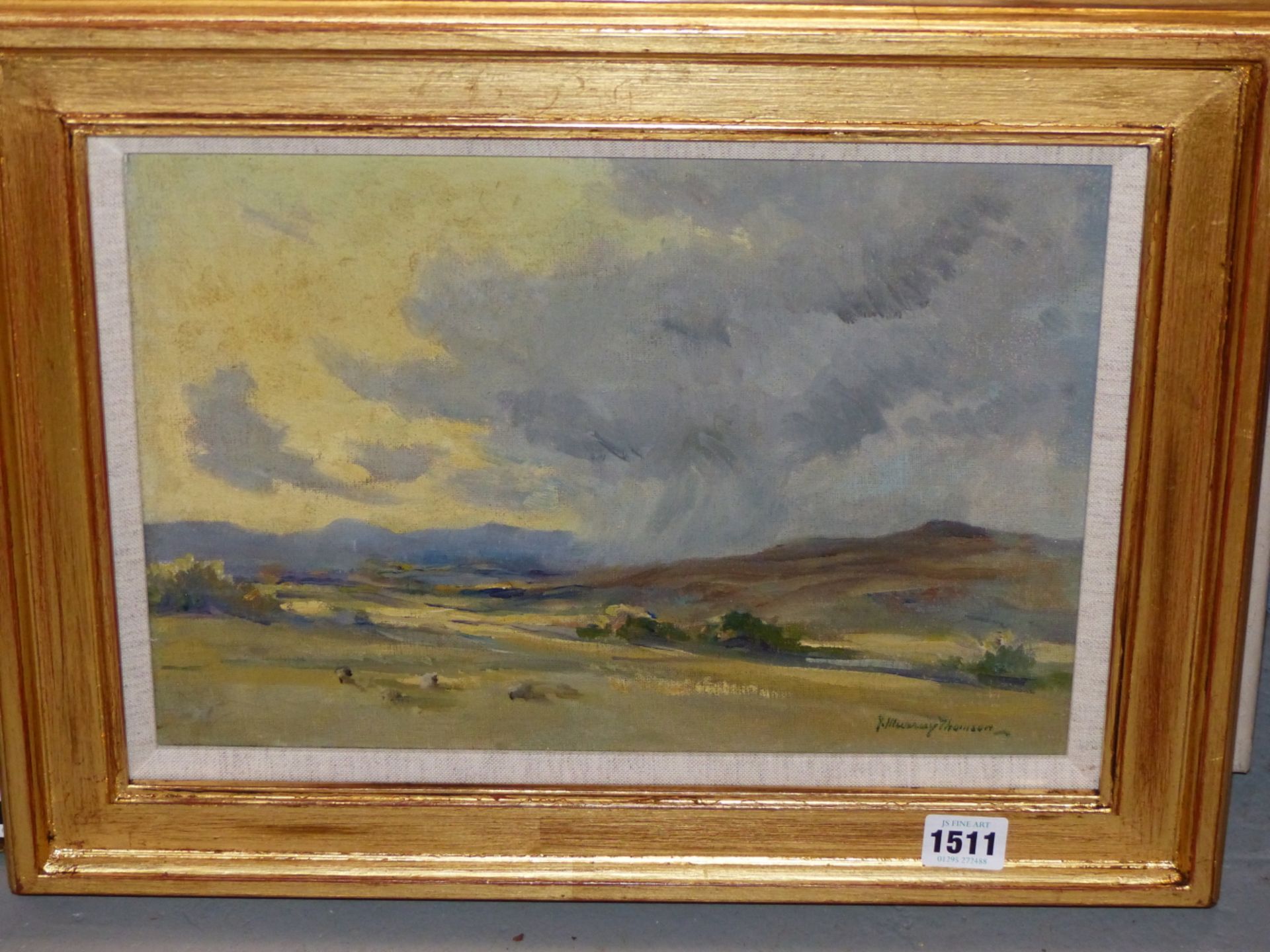 J. MURRAY THOMSON (1885-1974) ARR. A STORMY LANDSCAPE, SIGNED, OIL ON BOARD. 26 x 36cms - Image 3 of 5