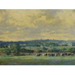 GREGORY DAVIES (20TH CENTURY) ARR. IMPRESSIONIST, LANDSCAPE NEAR CREDITION. OIL ON BOARD. SIGNED L/