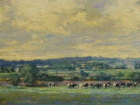 GREGORY DAVIES (20TH CENTURY) ARR. IMPRESSIONIST, LANDSCAPE NEAR CREDITION. OIL ON BOARD. SIGNED L/
