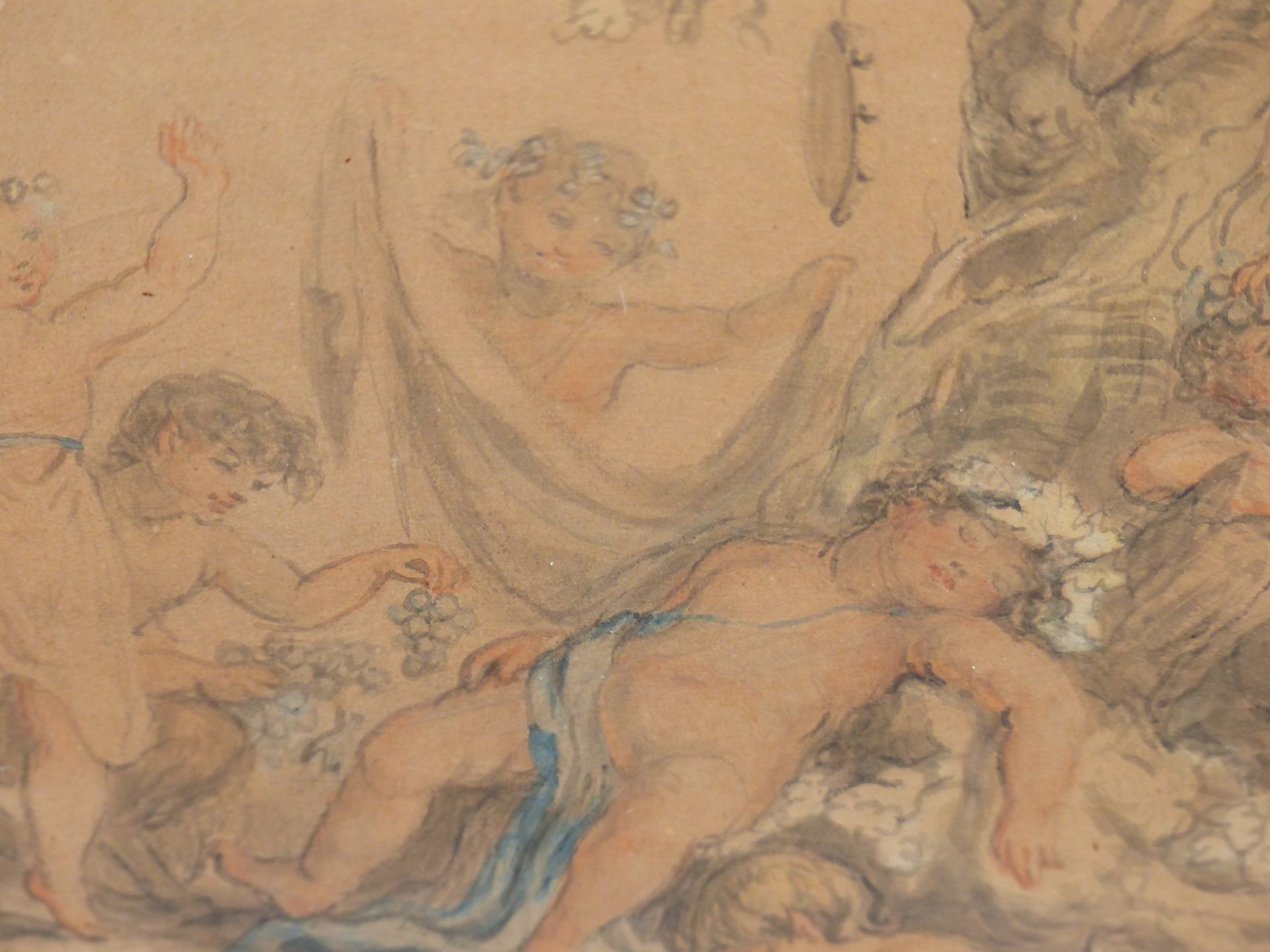 OLD MASTER SCHOOL.(18TH/19TH CENTURY) CHERUBS AND FAUN IN CELEBRATION RIDING A TIGER, TOGETHER - Image 6 of 7