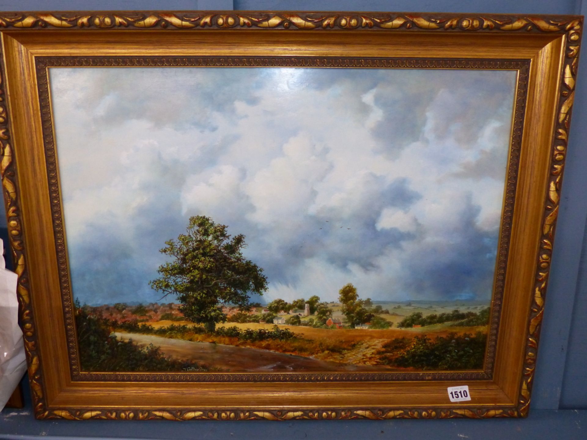 J. VAN DER PUTTEN (CONTEMPORARY SCHOOL) ARR. APPROACHING STORM AT BIBWORTH, SIGNED, OIL ON PANEL. 44 - Image 3 of 6