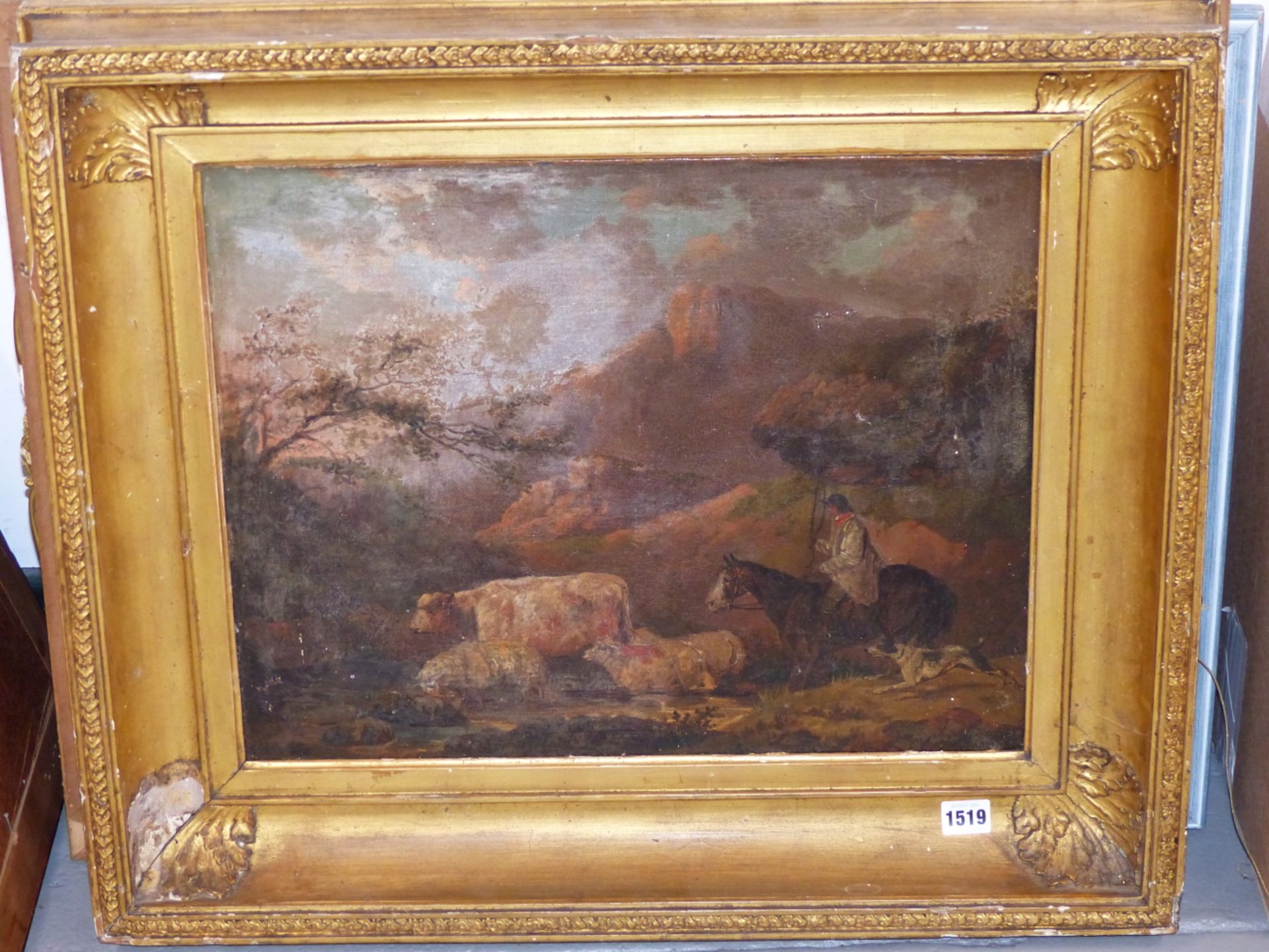 19th C. ENGLISH SCHOOL IN THE MANNER OF GEORGE MORLAND. HERDING THE CATTLE, OIL ON CANVAS. 41 x - Image 3 of 11