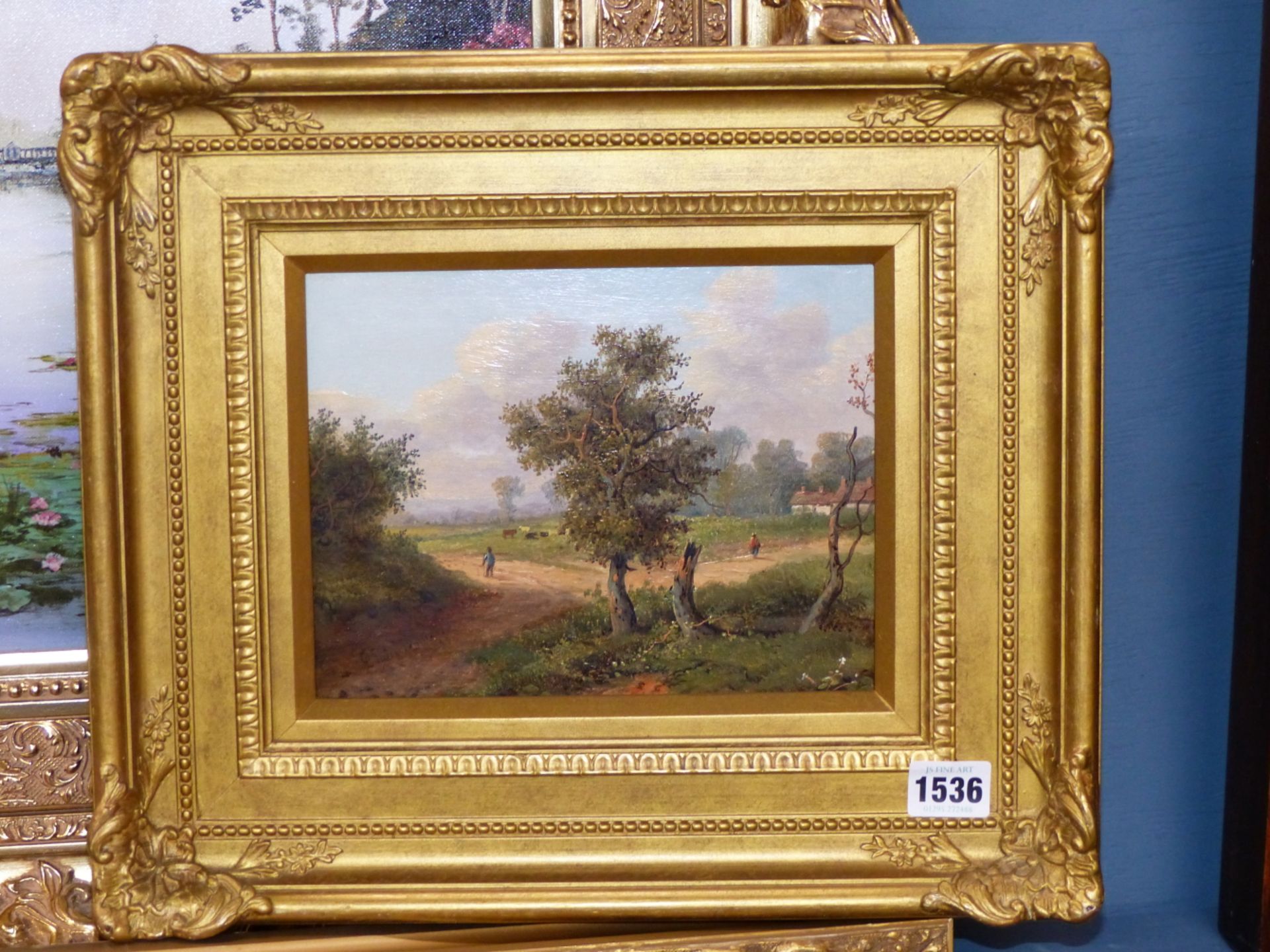 EDWIN BUTTERY (19th C. SCHOOL) A RURAL LANDSCAPE, SIGNED, OIL ON CANVAS. 17 x 22cms - Image 4 of 5