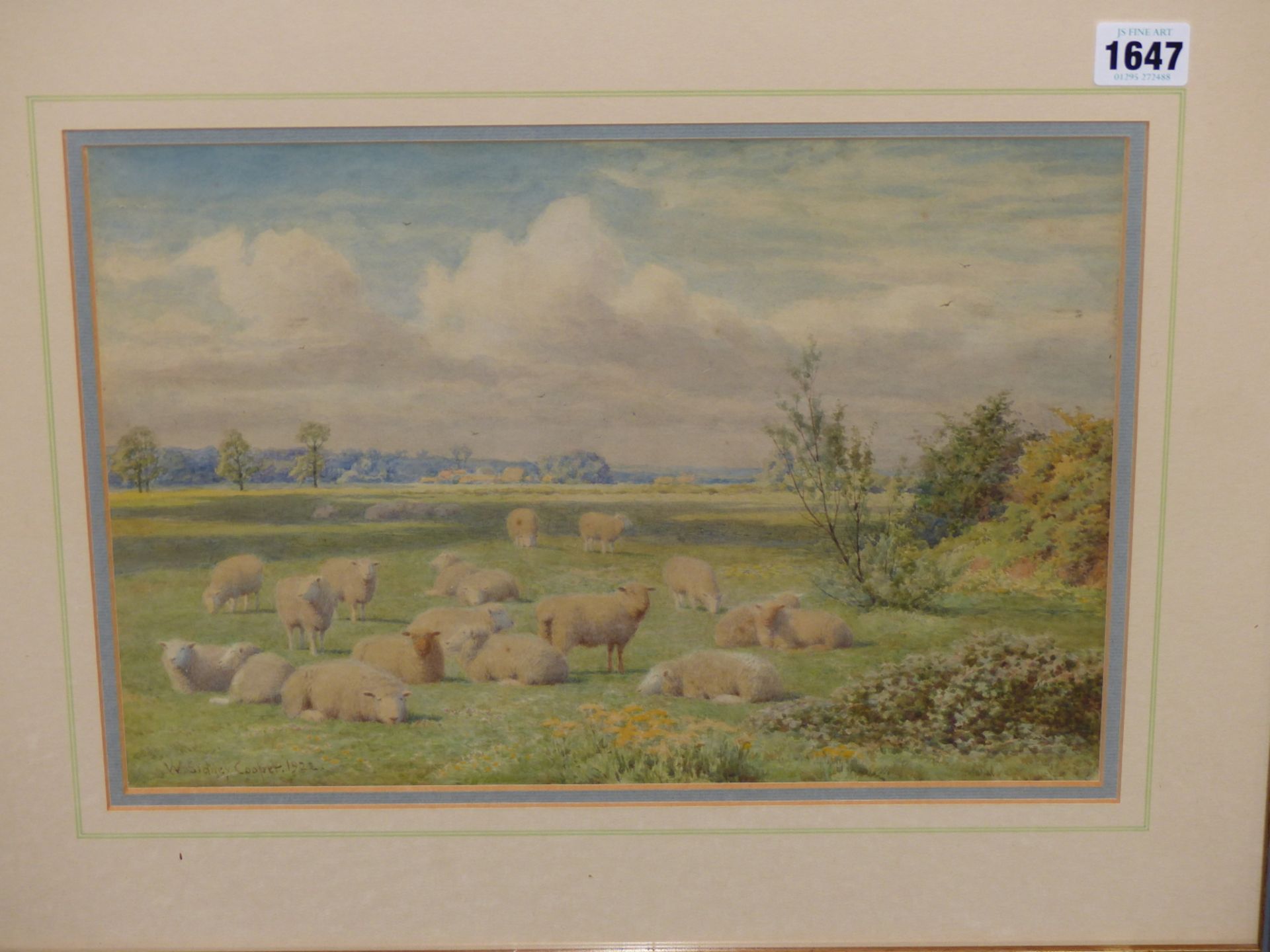 WILLIAM SIDNEY COOPER (1854-1927) SHEEP GRAZING. A PAIR OF WATERCOLOURS. EACH SIGNED DATED 1921 & - Image 2 of 8