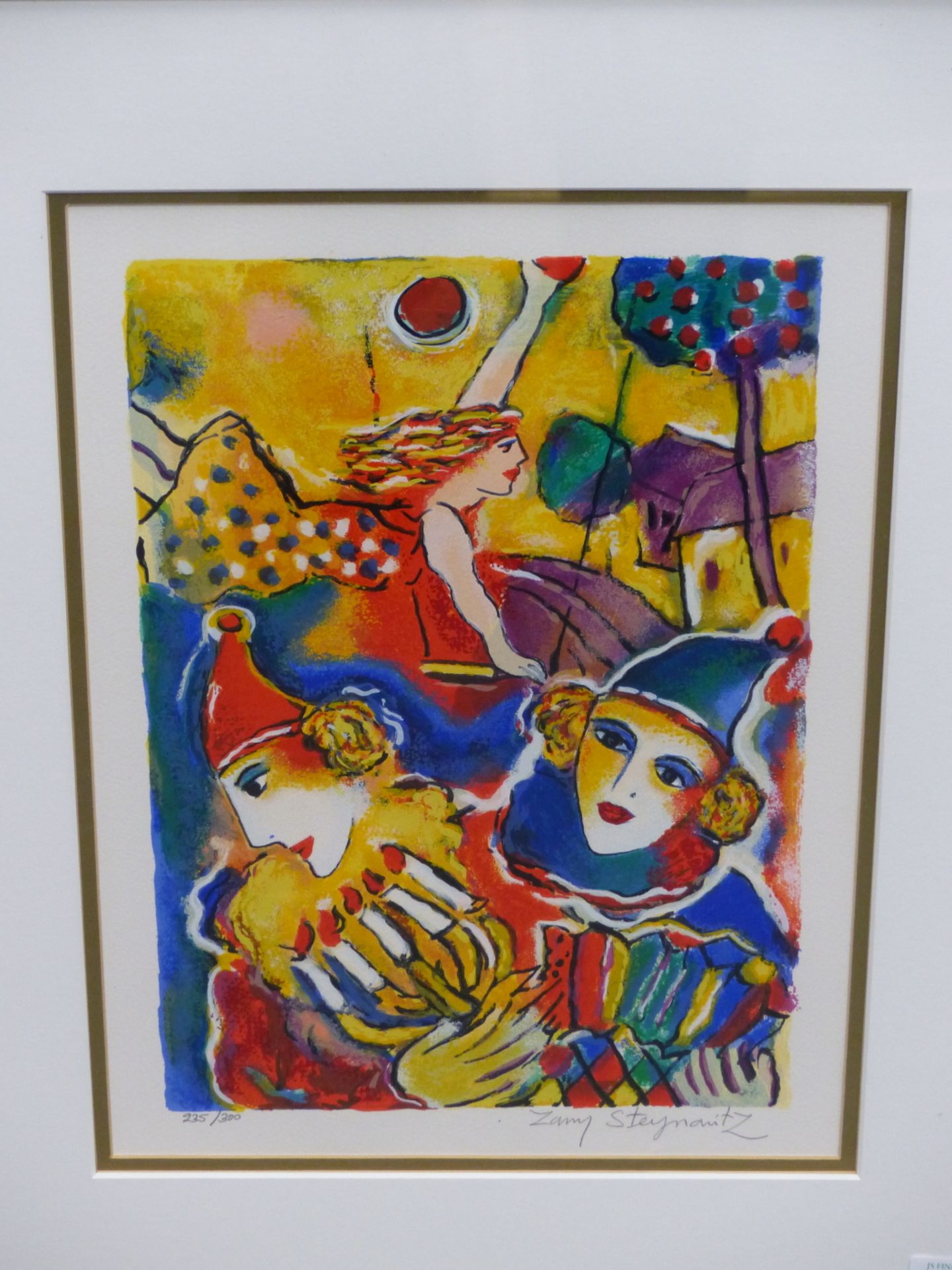 ZANY STEYMAINTZ (CONTEMPORARY SCHOOL) PENCIL SIGNED LIMITED EDITION COLOURED PRINT OF FIGURES. 37 - Image 2 of 5