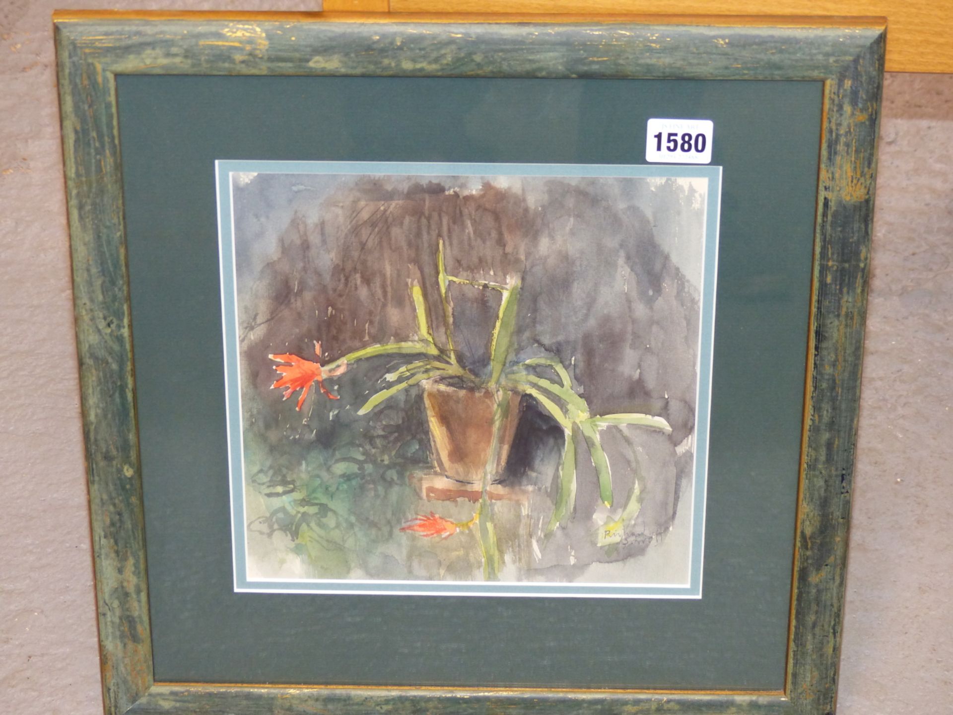 RICHARD SORRELL (20TH CENTURY) STILLLIFE- CHRISTMAS CACTUS. WATERCOLOUR. SIGNED L/R 23 X 23 cm. - Image 3 of 6