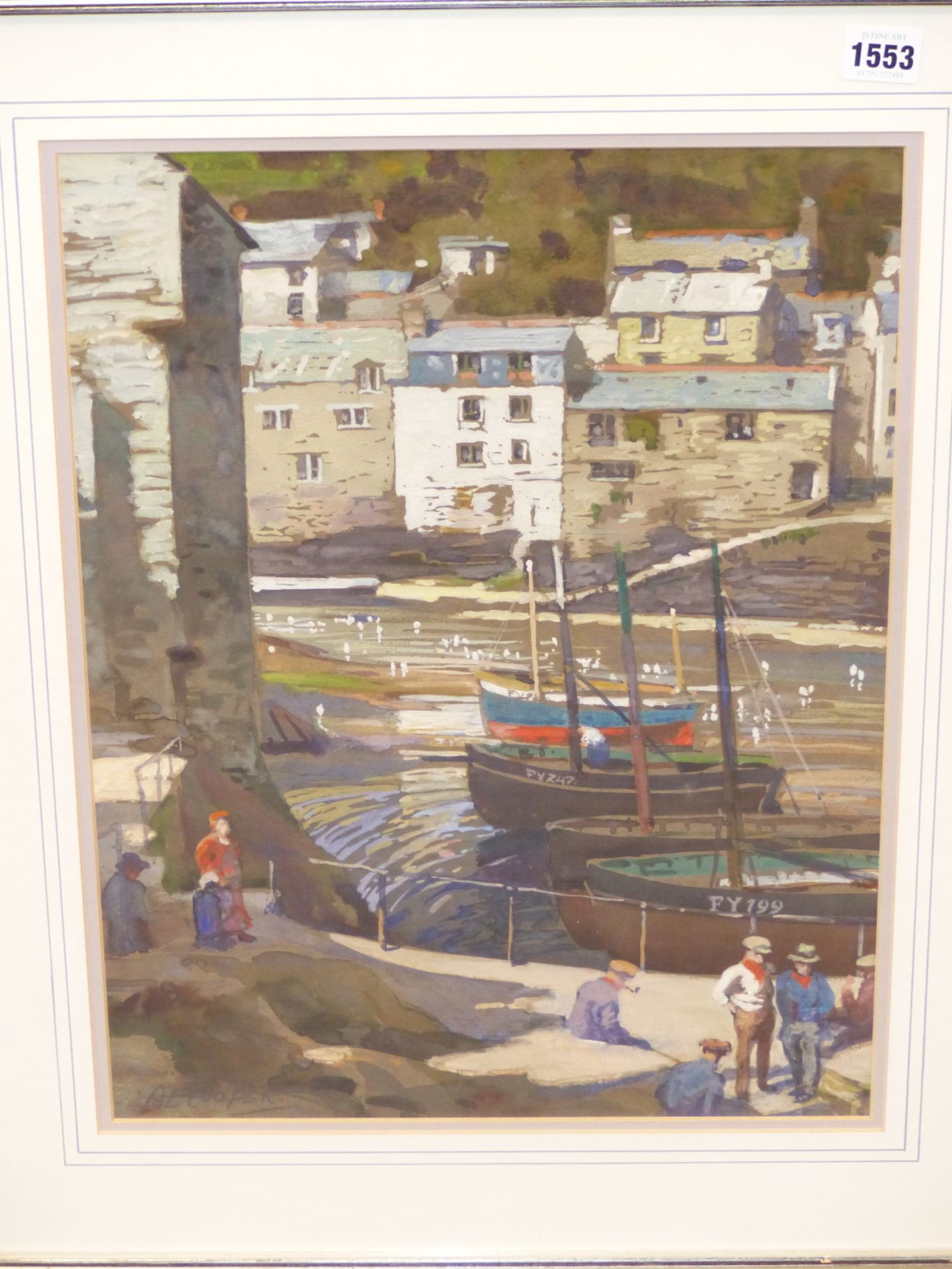 ALFRED EGERTON COOPER (1857-1939) CORNISH FISHING BOATS IN HARBOUR (PROBABLY FOWEY) WATERCOLOUR - Image 2 of 6