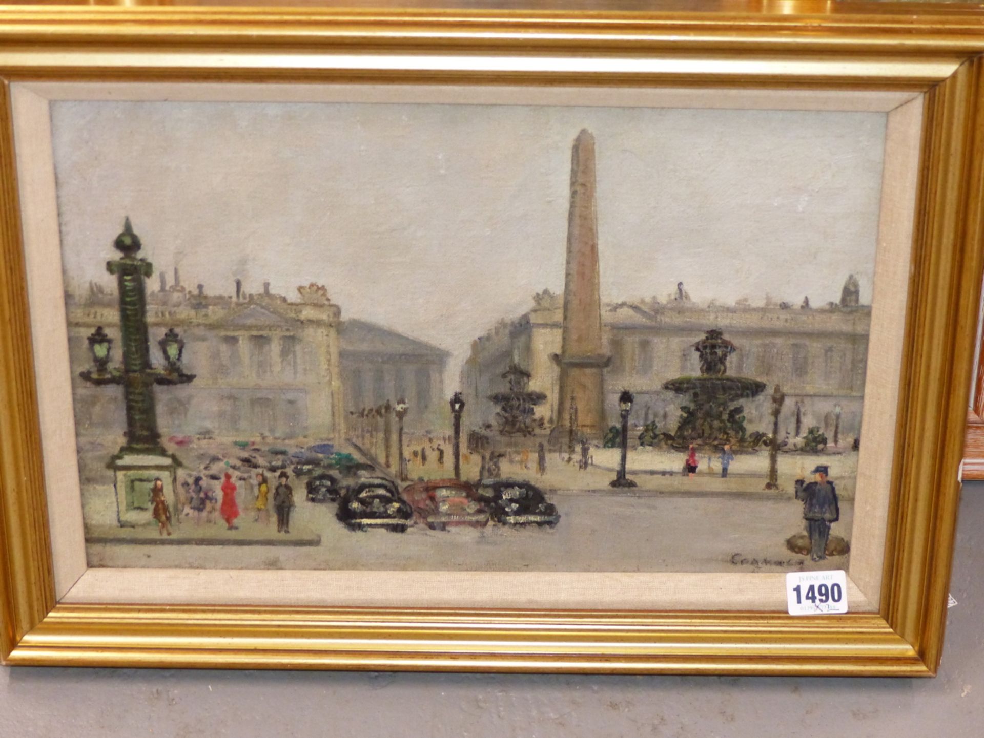 20th C. CONTINENTAL SCHOOL A CITY SQUARE, SIGNED INDISTINCTLY, OIL ON BOARD. 28 x 42cms TOGETHER - Image 2 of 6