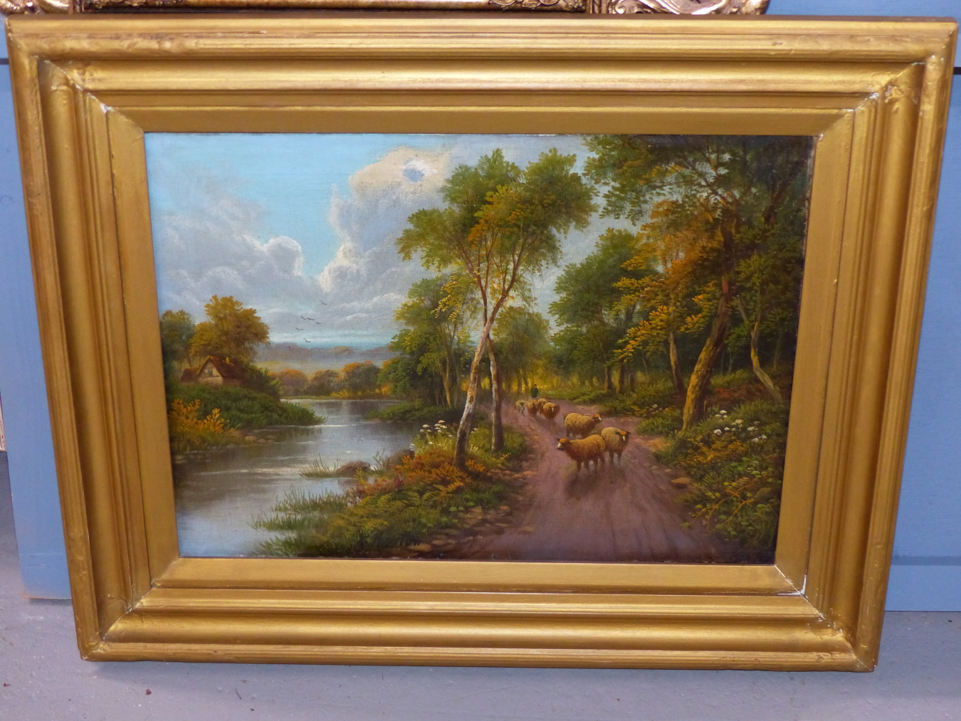 Y. HEATON (LATE 19th C. ENGLISH SCHOOL) A PAIR OF RIVER VIEWS WITH SHEEP AND CATTLE. SIGNED, OIL - Image 2 of 5